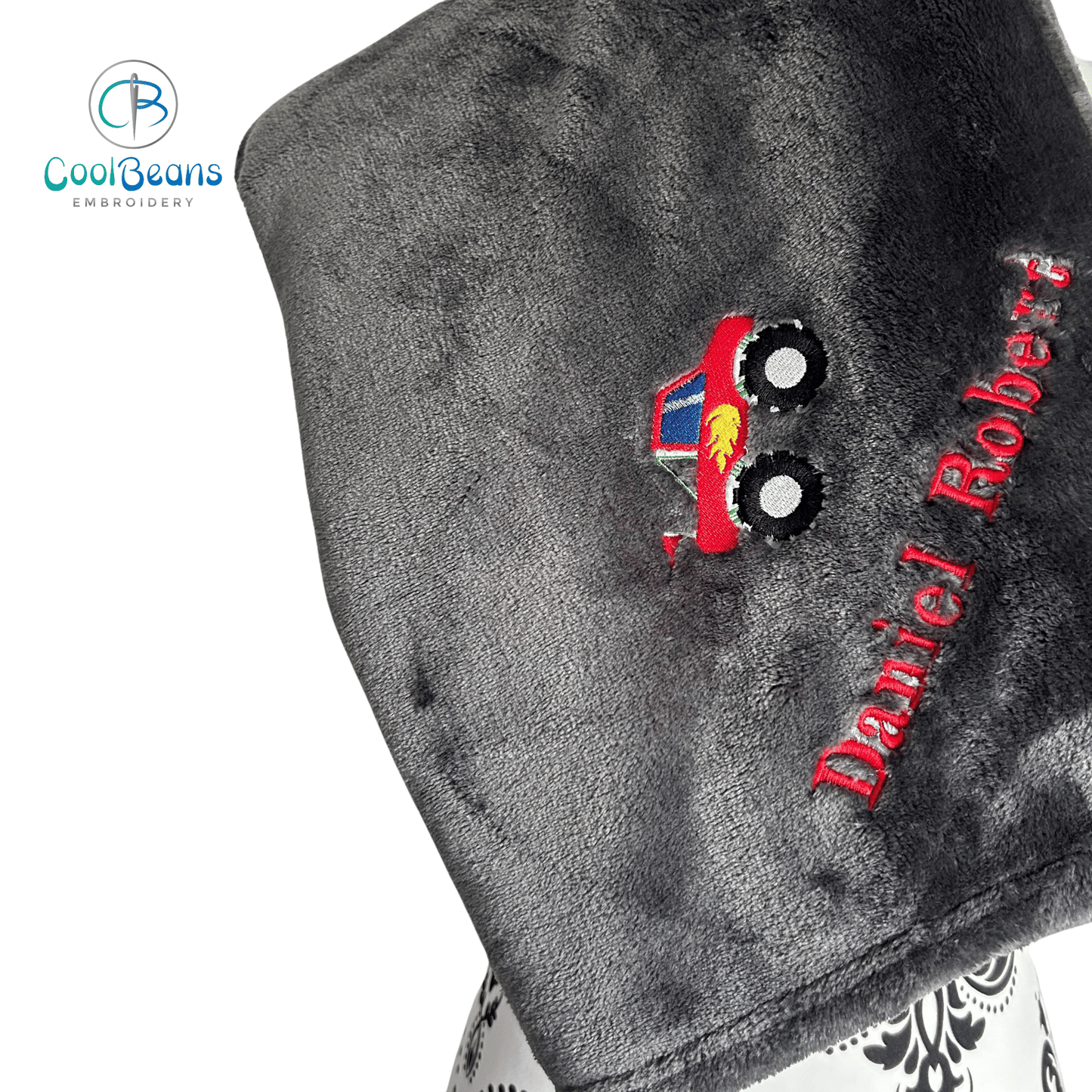 Monster Truck - Kids Large Fleece Blanket - Personalised