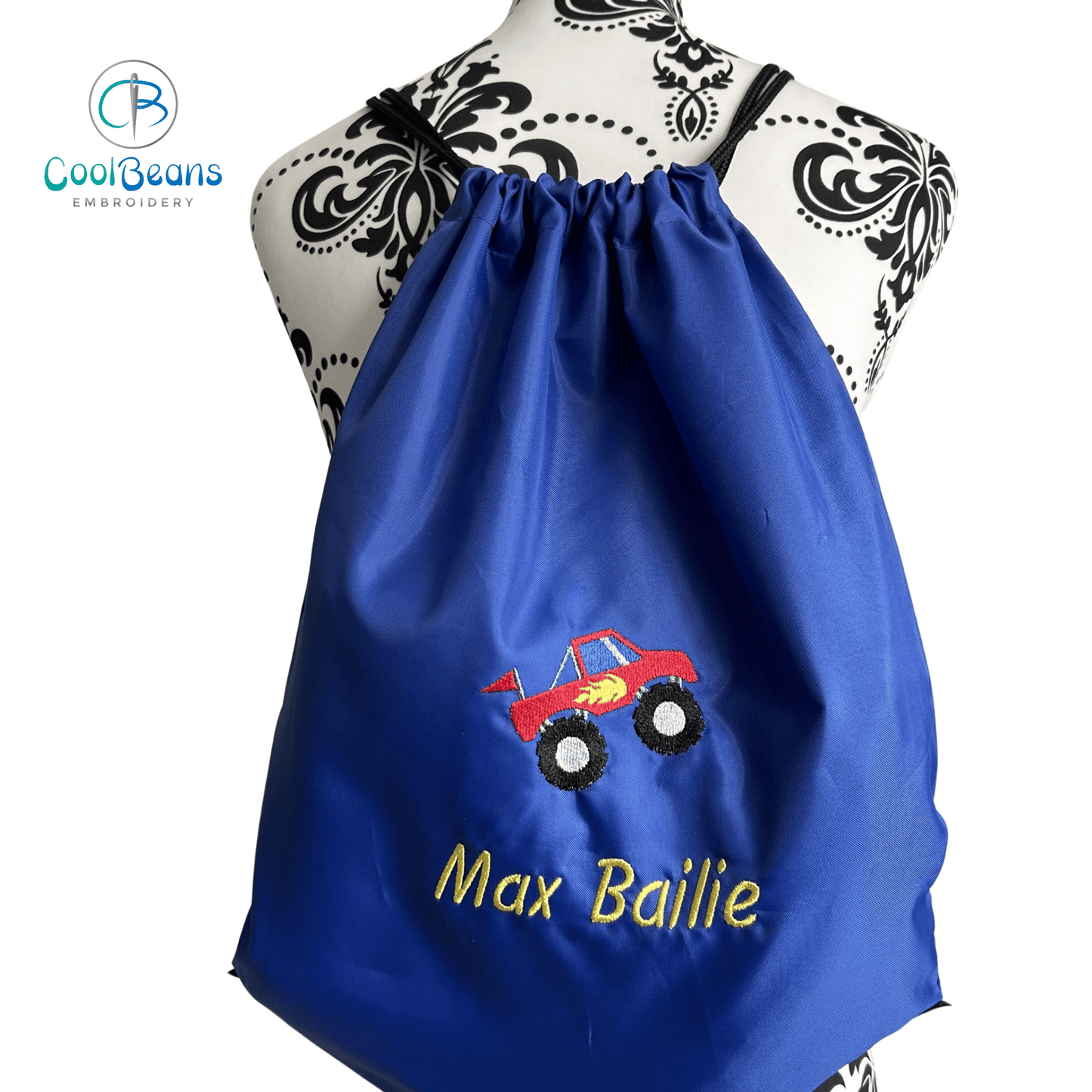 Monster Truck Drawstring Gym Bag - Personalised