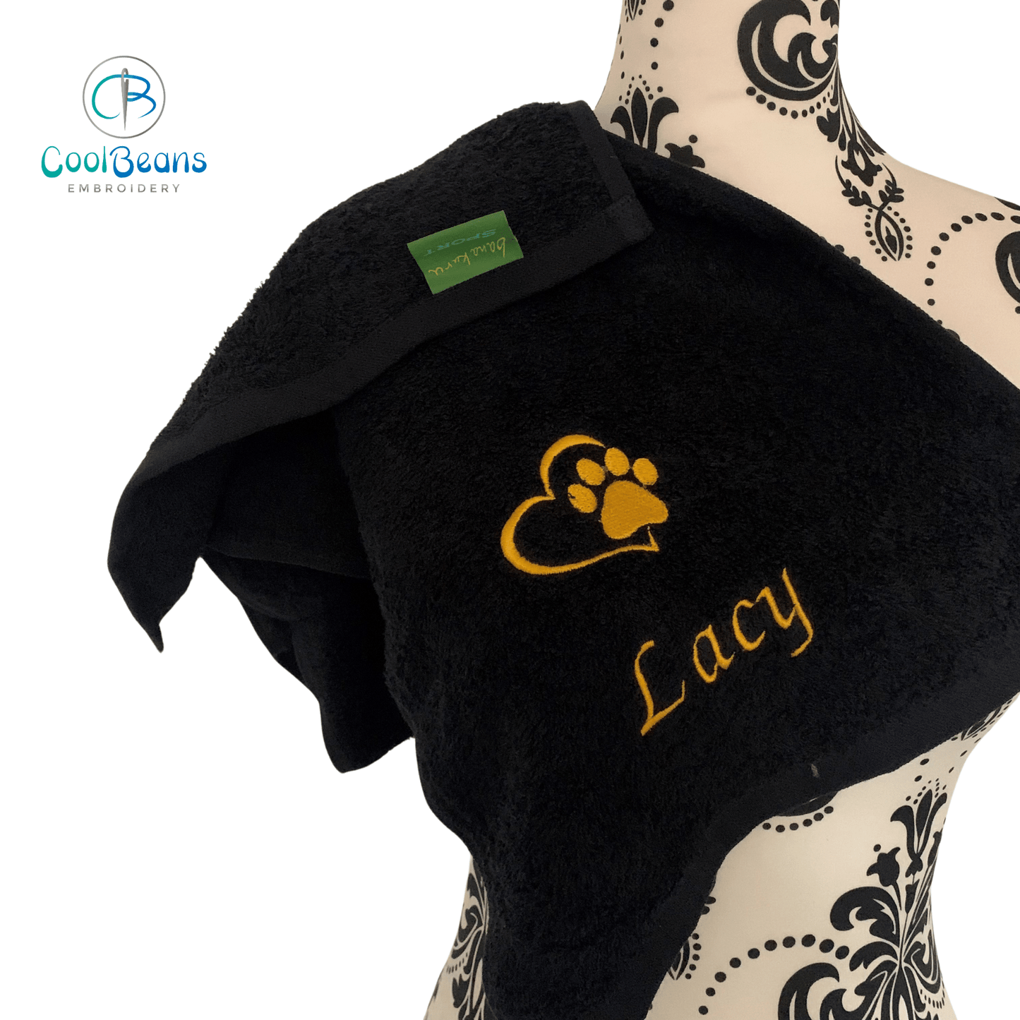 Paw in Heart Gym Towel - Personalised