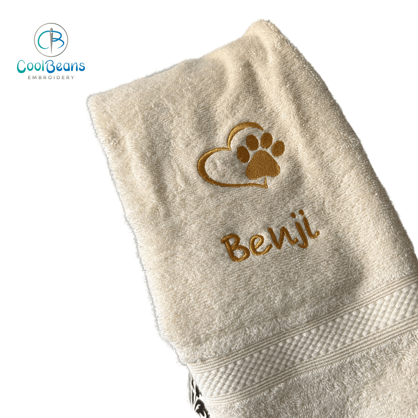 Dog Towels - Paw in Heart - Personalised