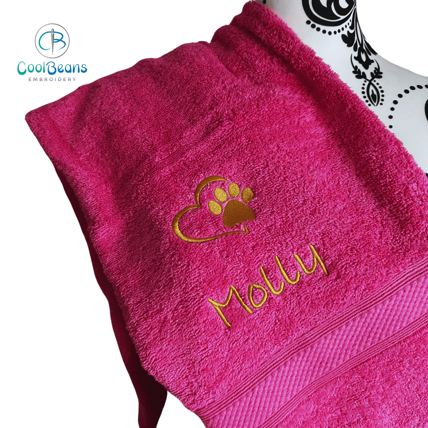 Dog Towels - Paw in Heart - Personalised