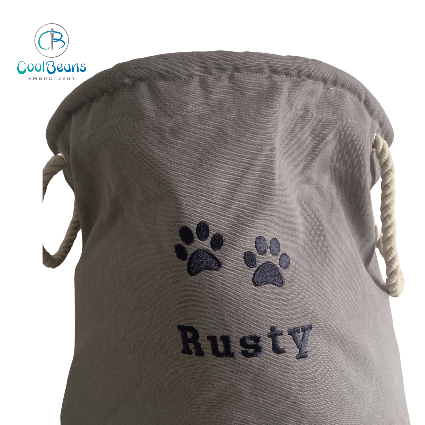 Dog Paw Canvas Trug - Toy Storage Tub - Personalised