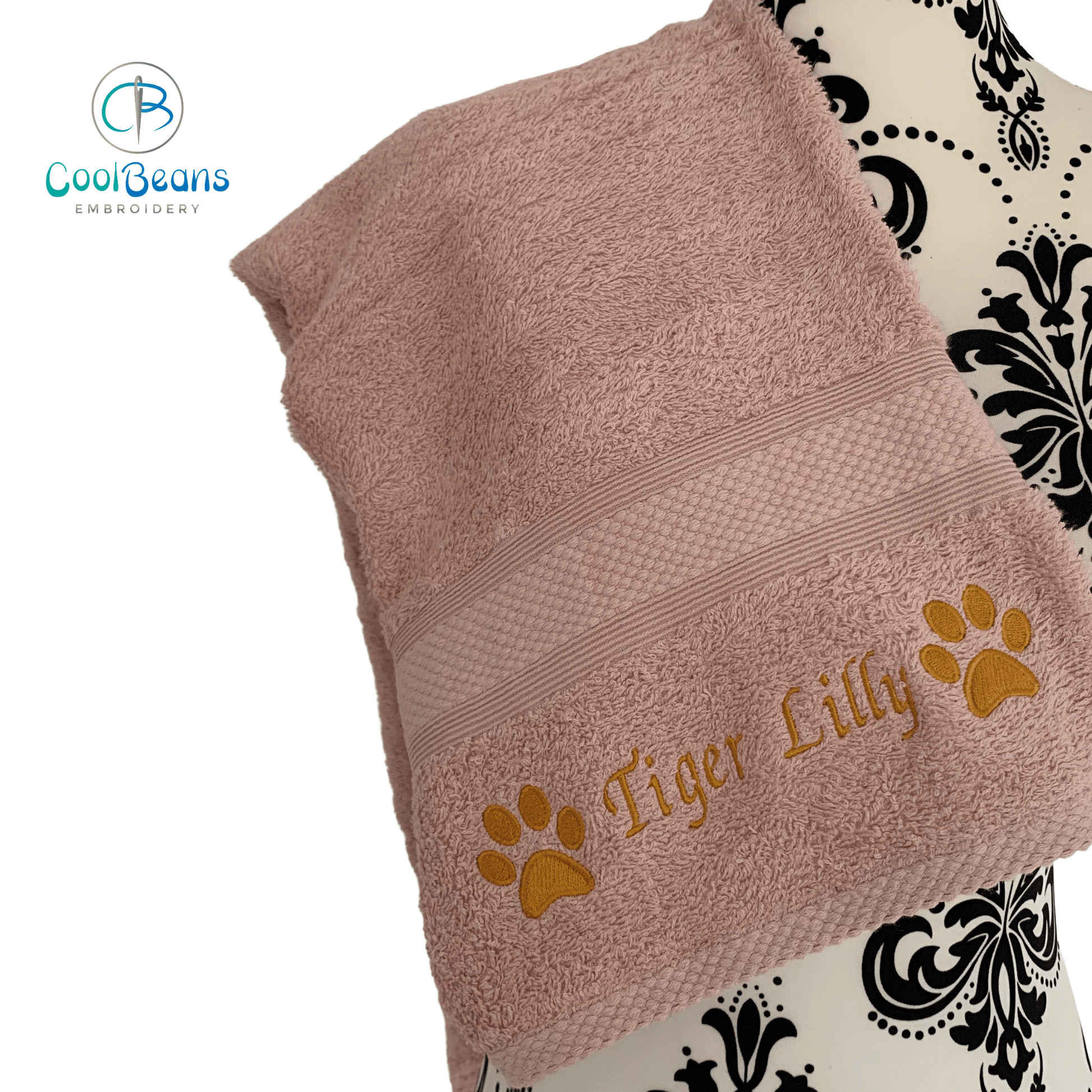 Dog Towels - Paws Side - Personalised - Font D - Cool Beans Embroidery & Personalisation