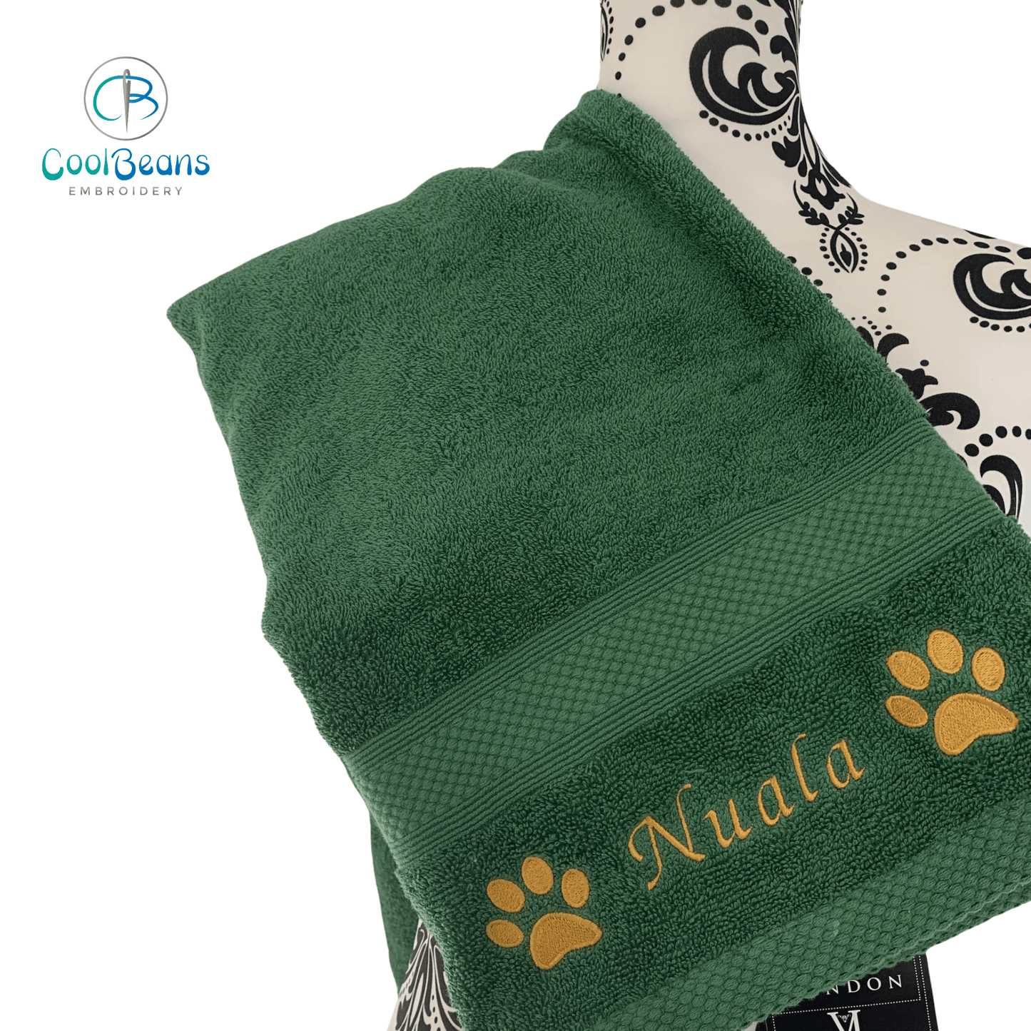 Dog Towels - Paws Side - Personalised - Font D