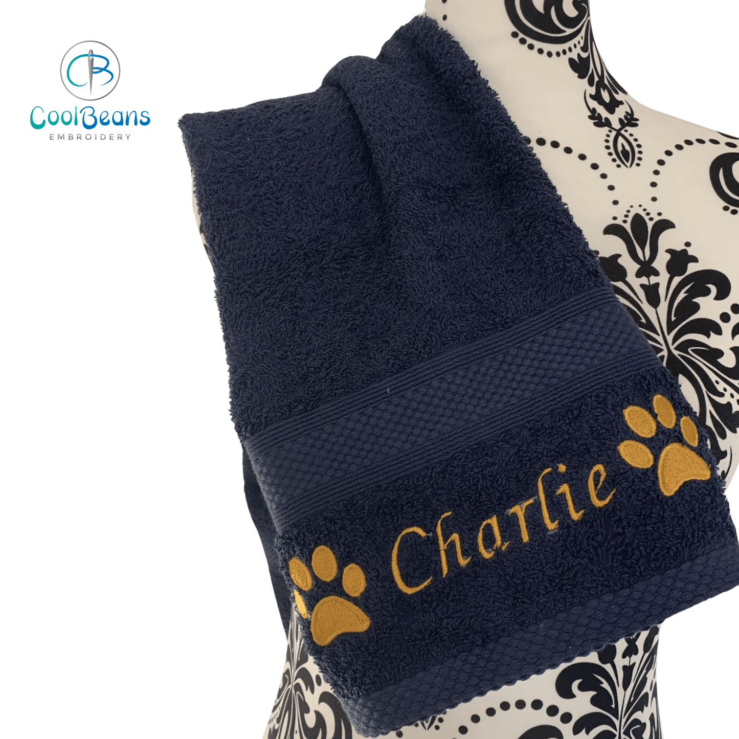 Dog Towels - Paws Side - Personalised - Font D