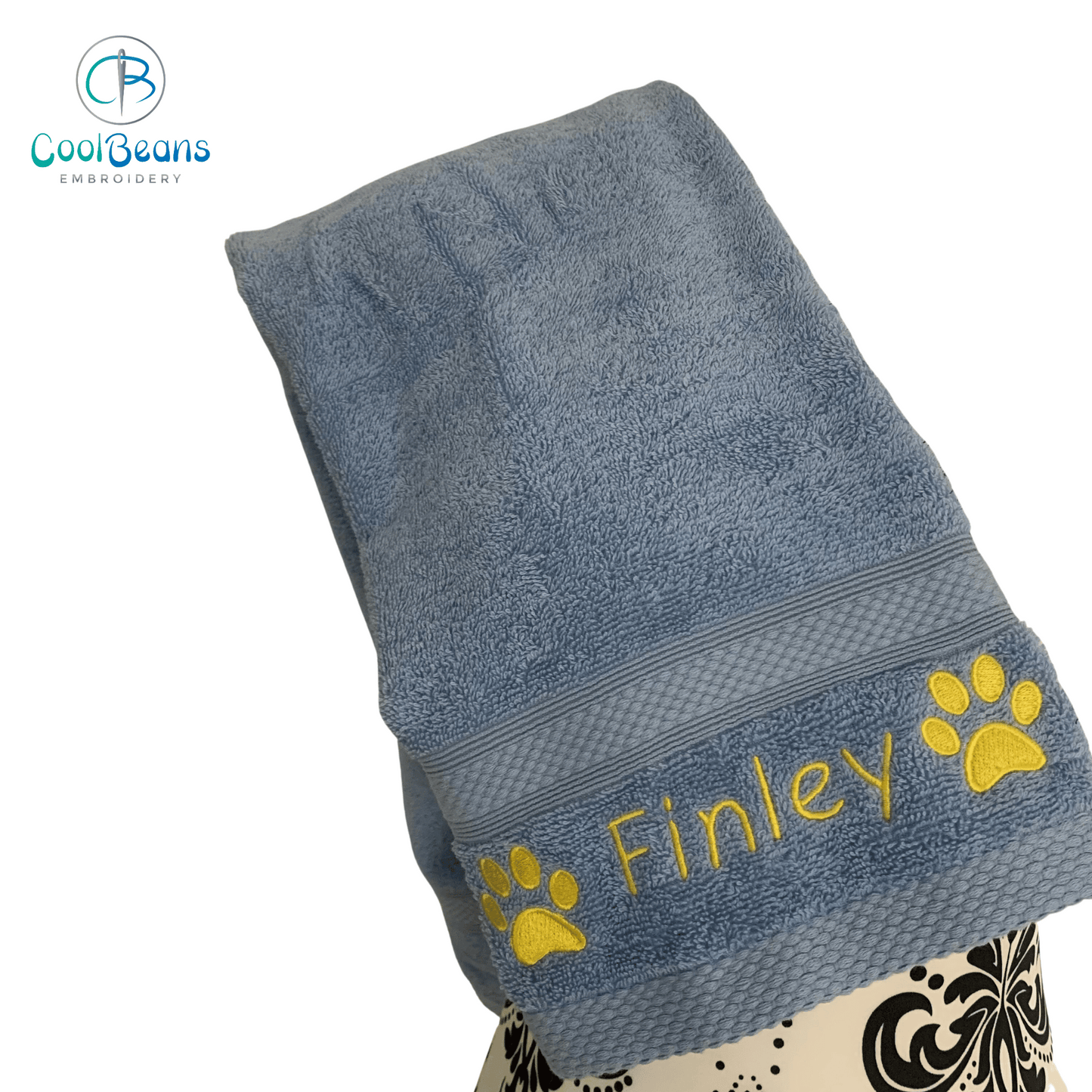 Dog Towels - Paws Side - Personalised - Cobalt Blue