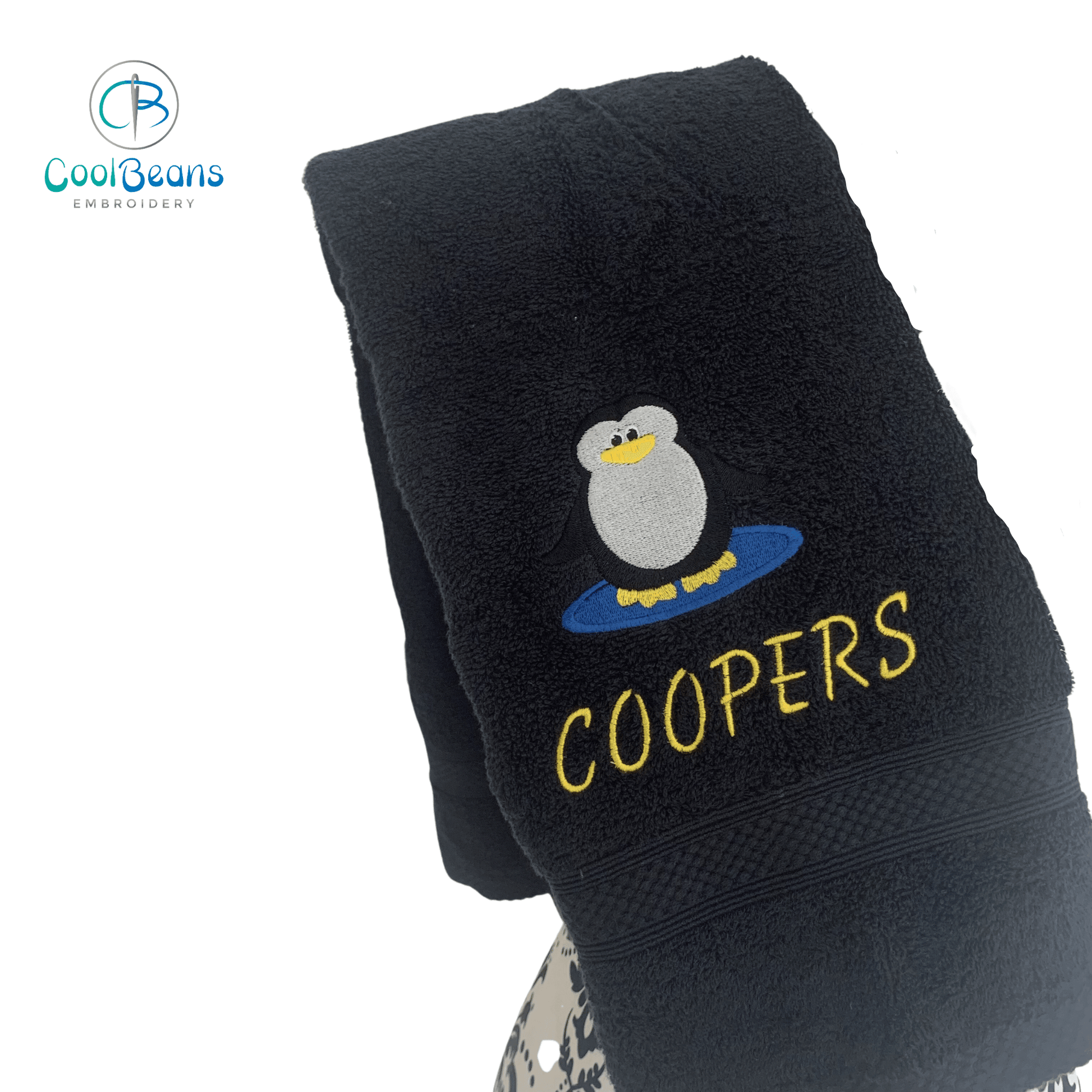 Penguin Puddle Towels - Personalised - Cool Beans Embroidery & Personalisation