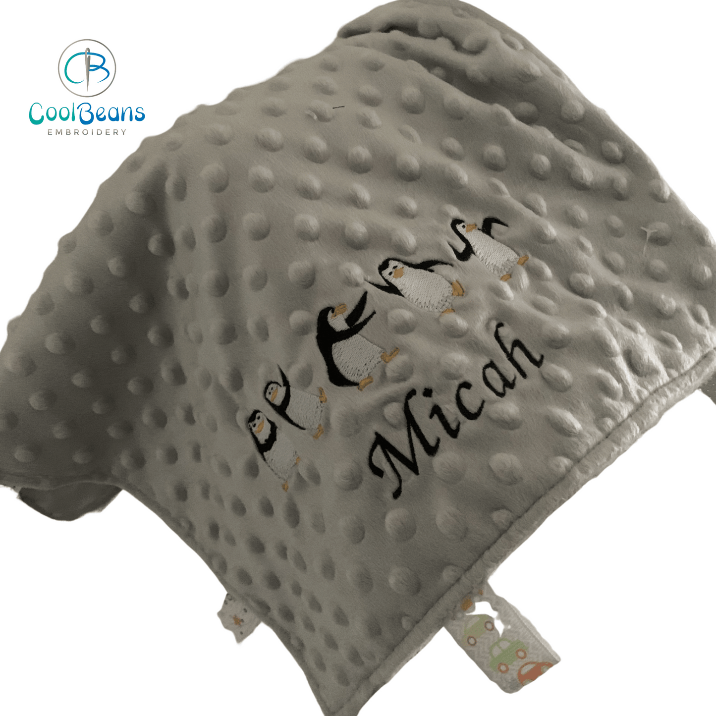 Penguins Dancing -  Baby Taggy Bubble Blanket / Satin Comforter - Personalised