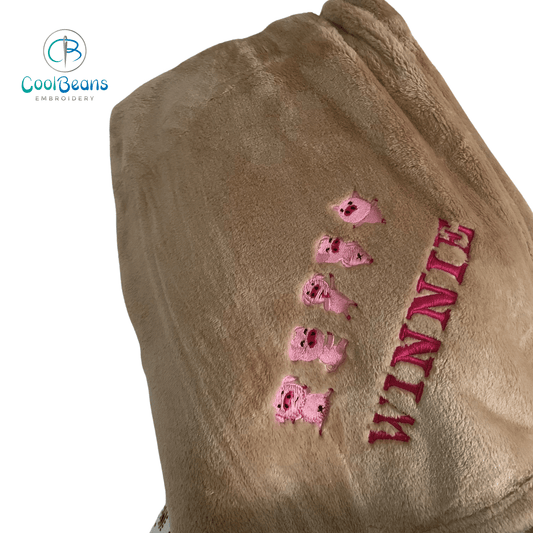 Pigs in corner - Kids Large Fleece Blanket - Personalised