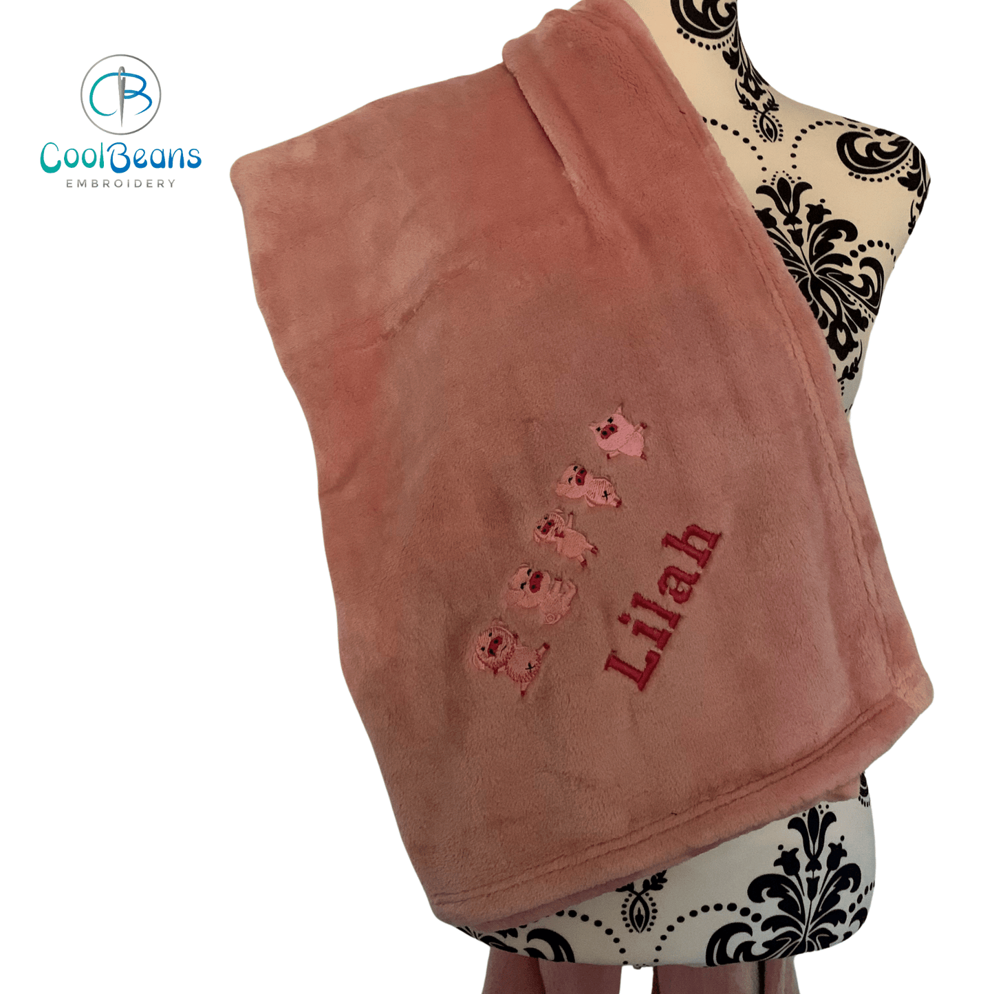 Pigs in corner - Kids Large Fleece Blanket - Personalised