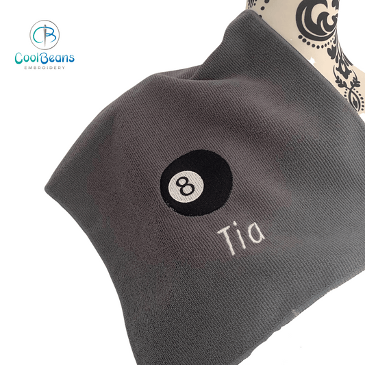 Pool 8 Ball Embroidered Personalised Microfibre Towel - Grey