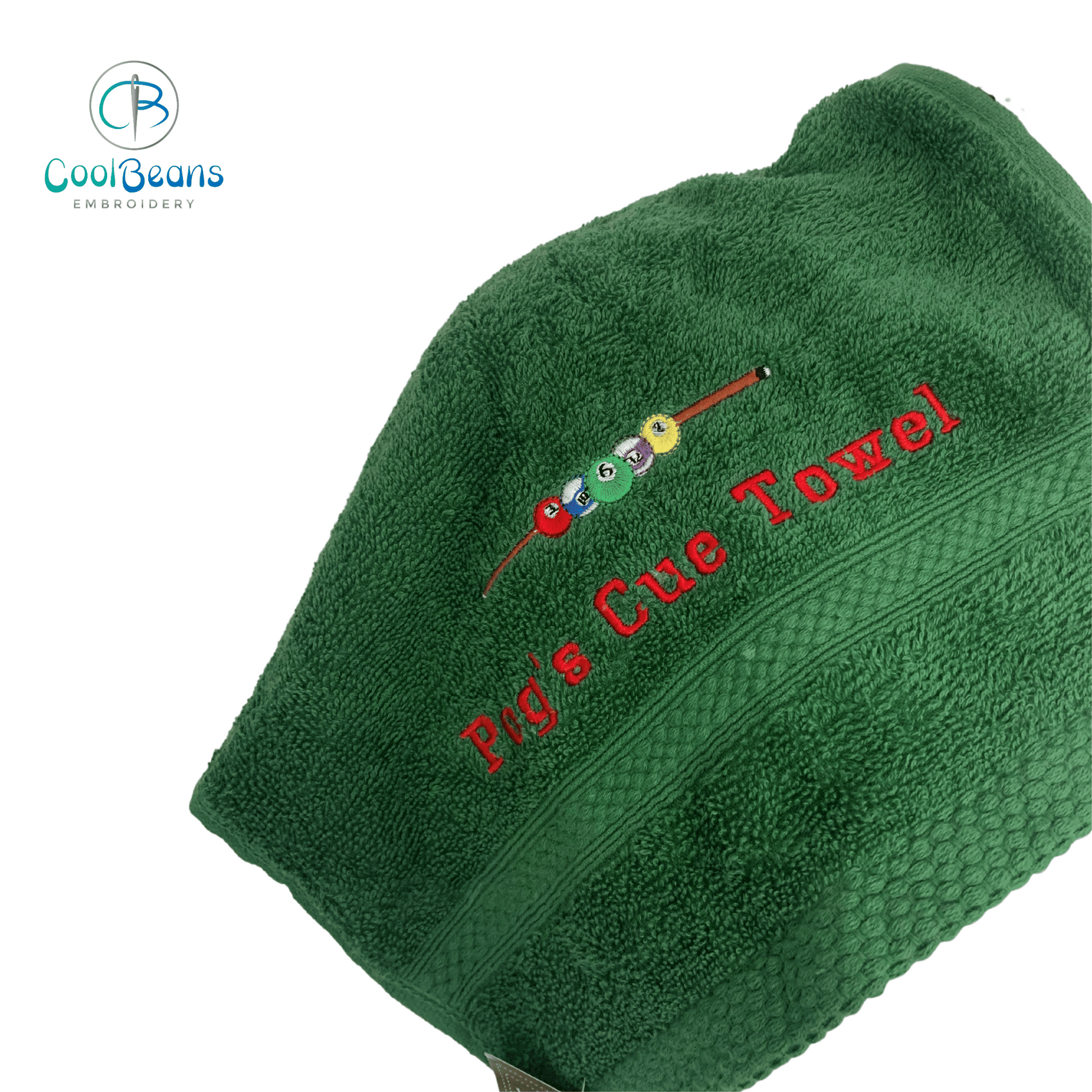 Pool Billiards Embroidered Personalised Towel - Bottle Green Face Cloth