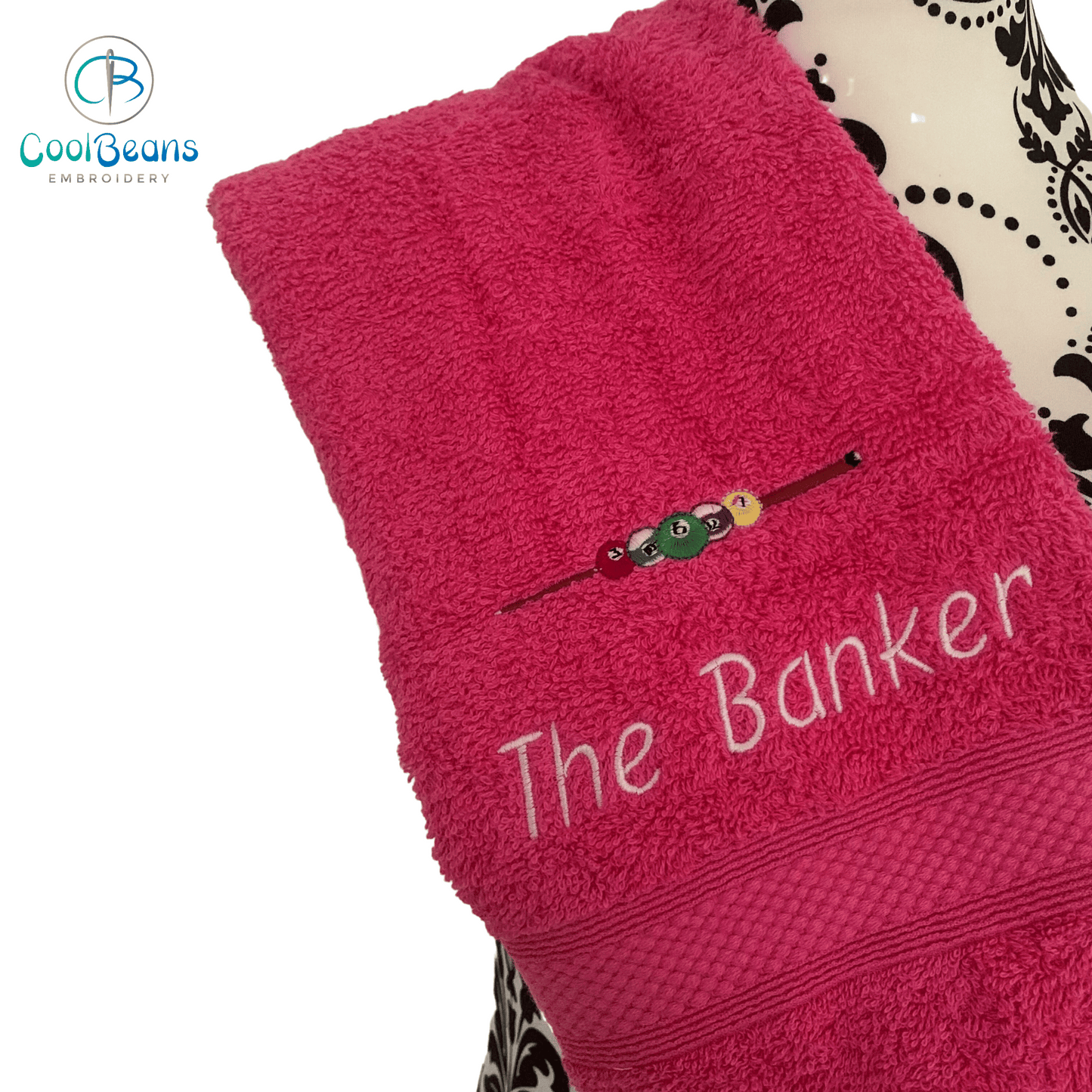 PoolEmbroideredPersonalisedTowel-HotPink