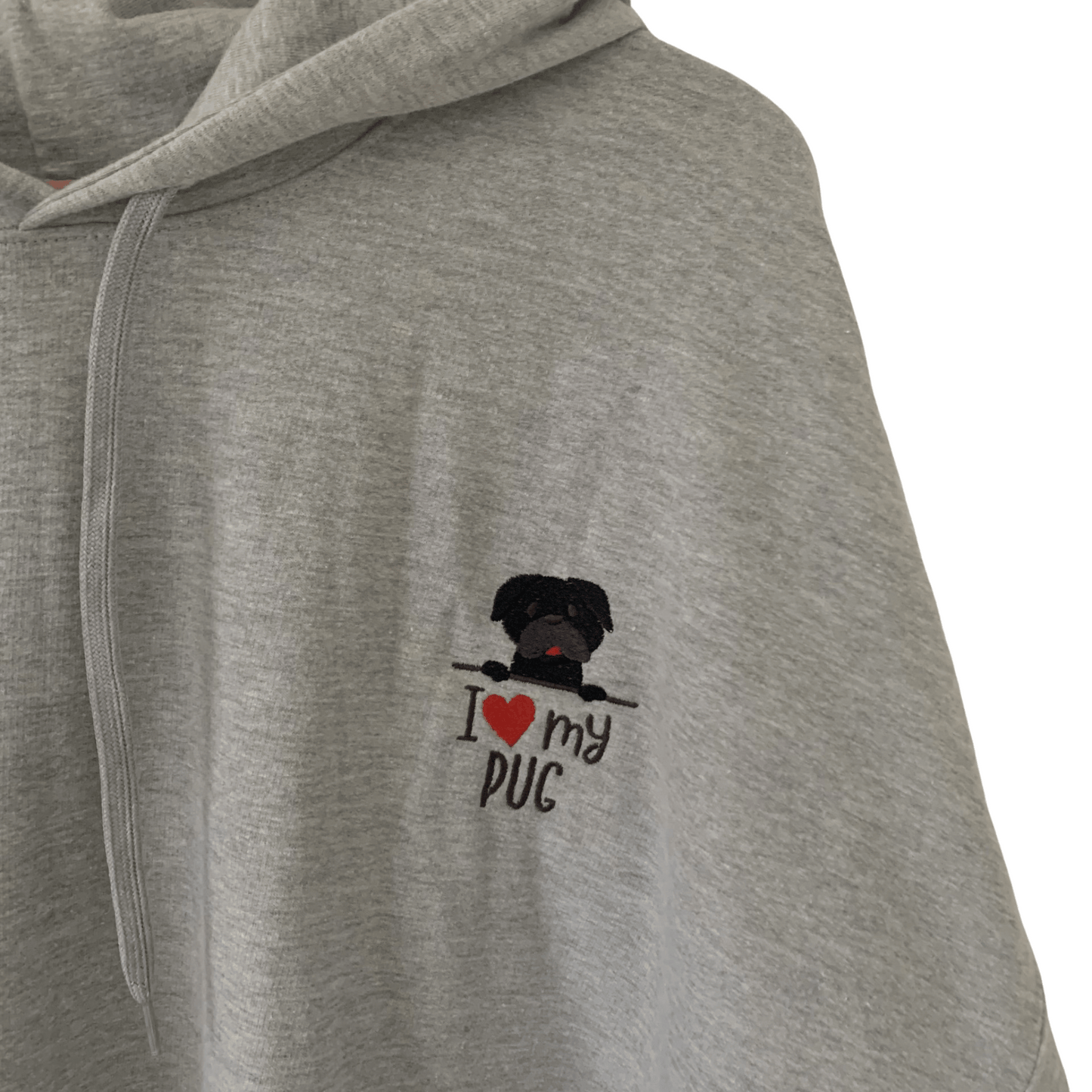 Pug Dog Embroidered Personalised Hoodie