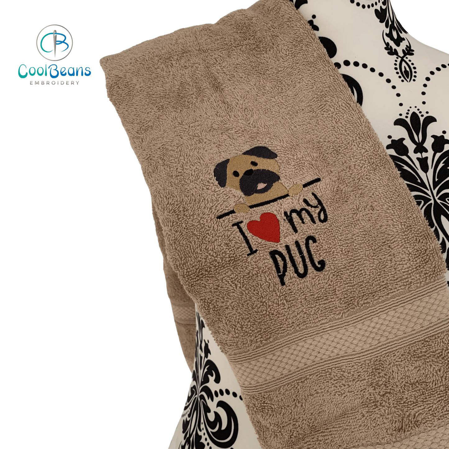 Dog Towels - I Love my Pug - Personalised