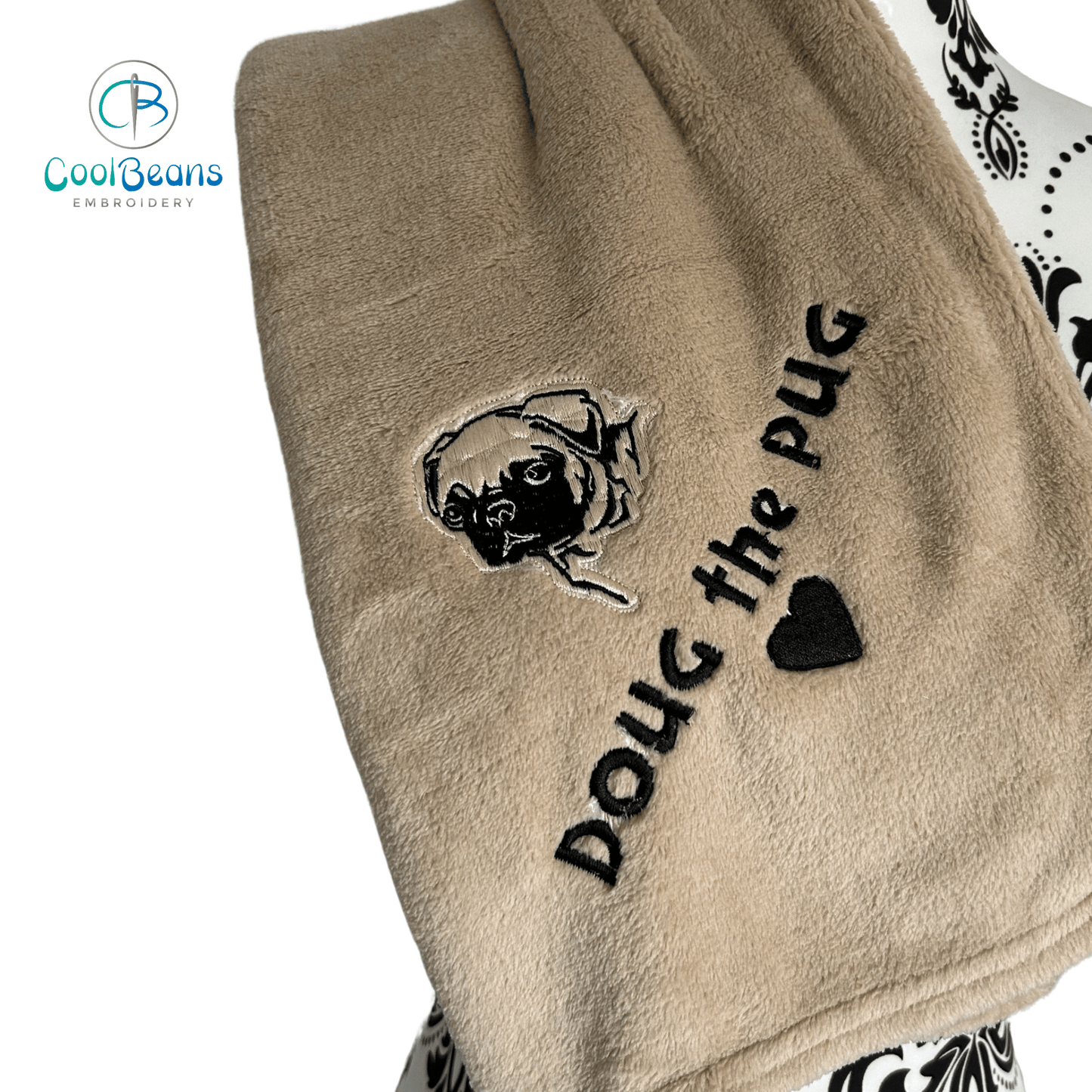 Pug Dog Pet Fleece Blanket - Personalised