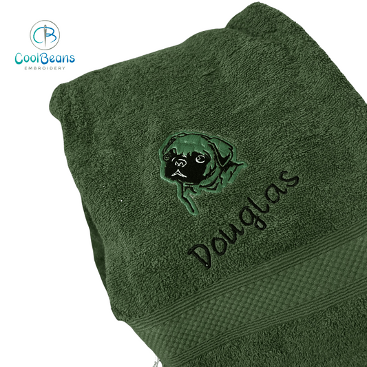 Dog Towels - Pug - Personalised