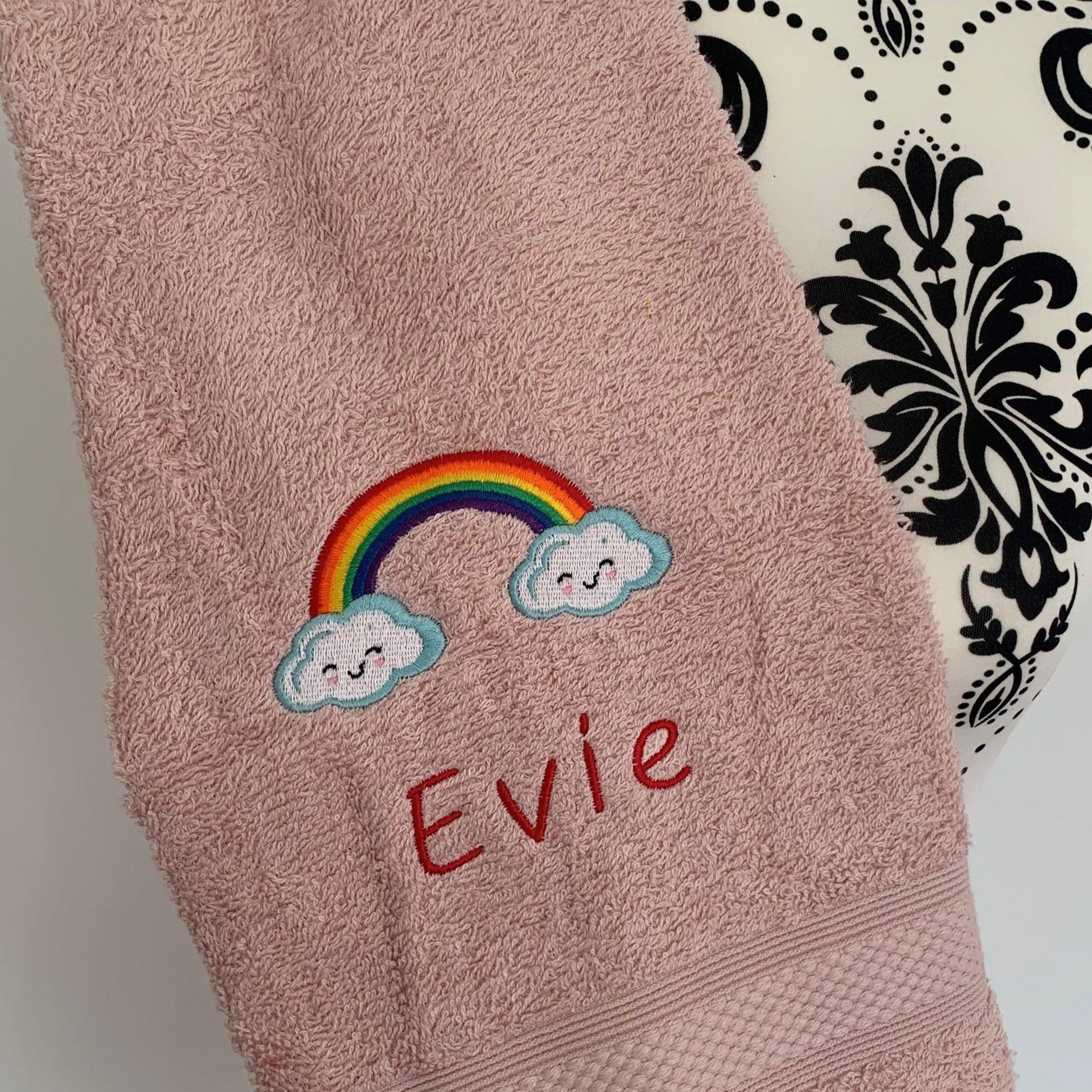Rainbow Clouds Towels - Personalised - Cool Beans Embroidery & Personalisation