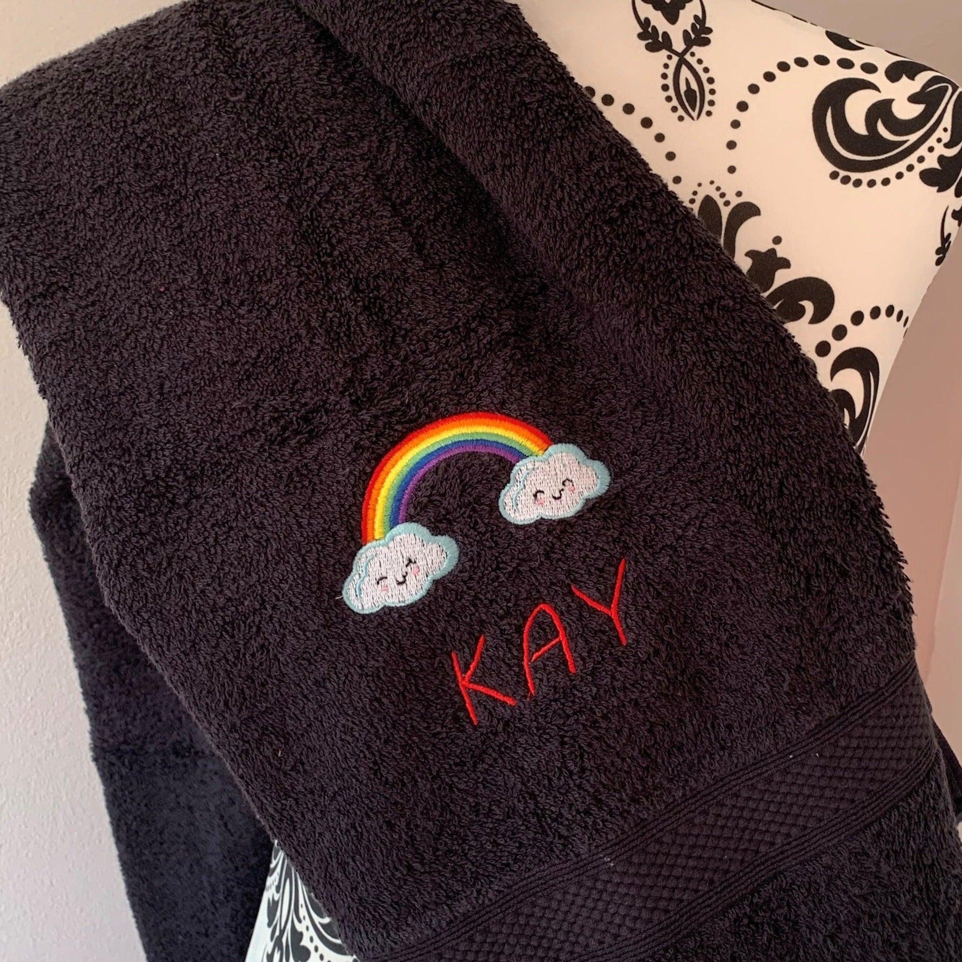 Rainbow Clouds Towels - Personalised - Cool Beans Embroidery & Personalisation