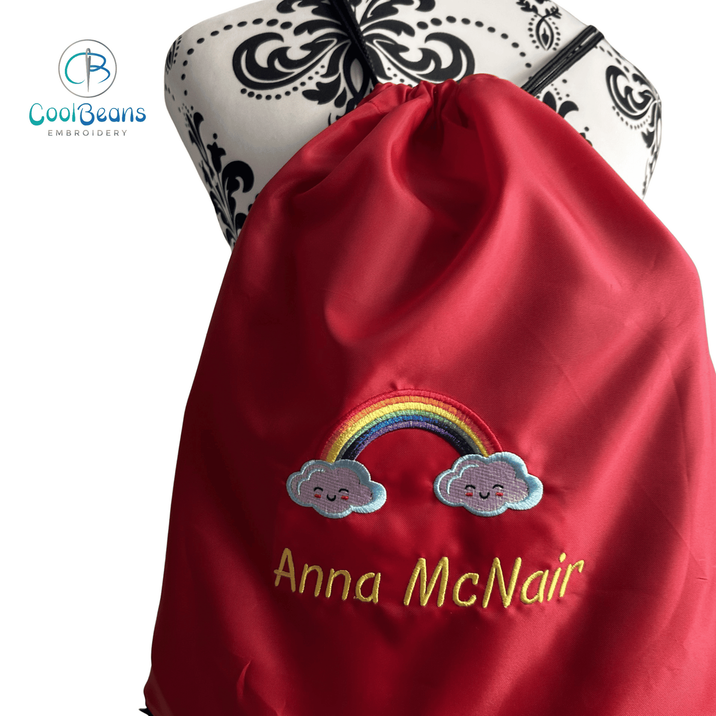 Rainbow Clouds Drawstring Gym Bag - Personalised