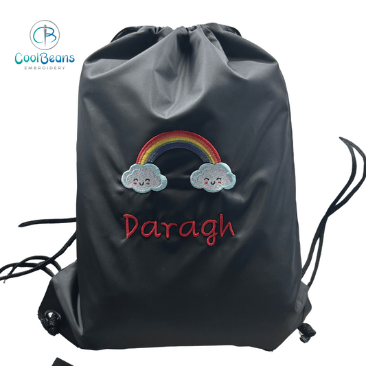 Rainbow Clouds Drawstring Gym Bag - Personalised