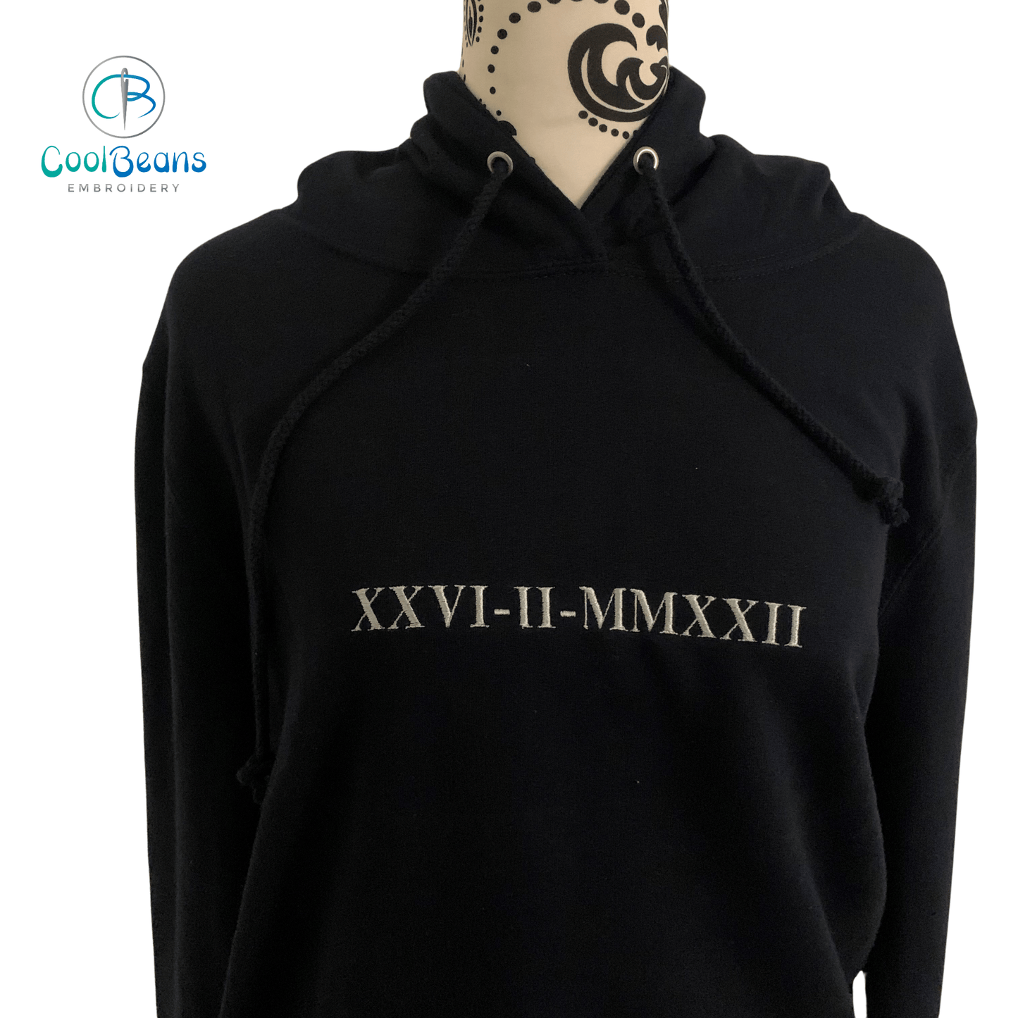 Roman Numerals Special Date Embroidered Personalised Hoodie