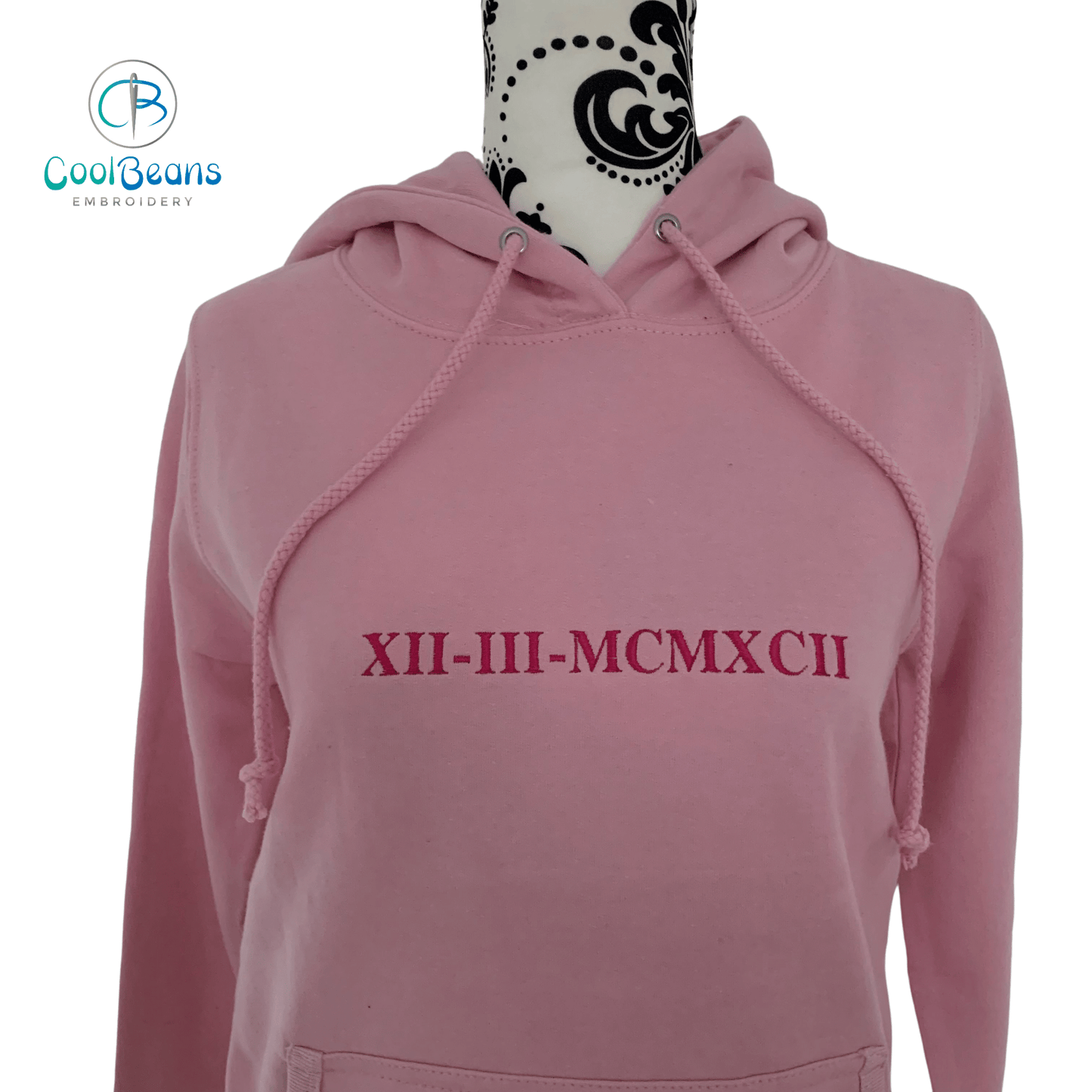 Roman Numerals Special Date Embroidered Personalised Hoodie