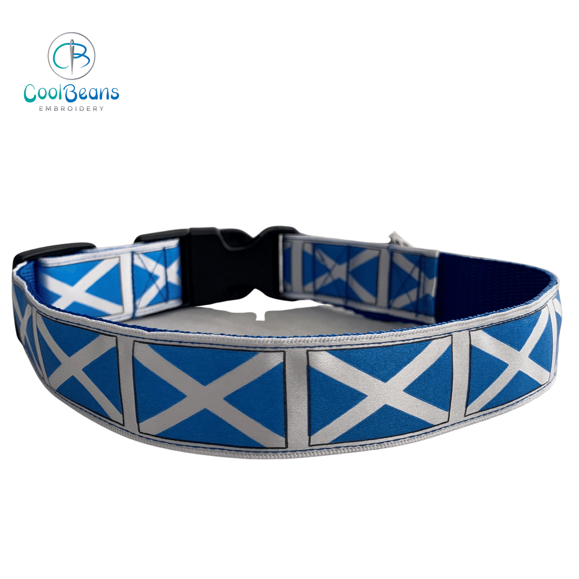 Dog Collar - Scotland Flag - Handcrafted - Personalised - 25mm Width - Cool Beans Embroidery & Personalisation
