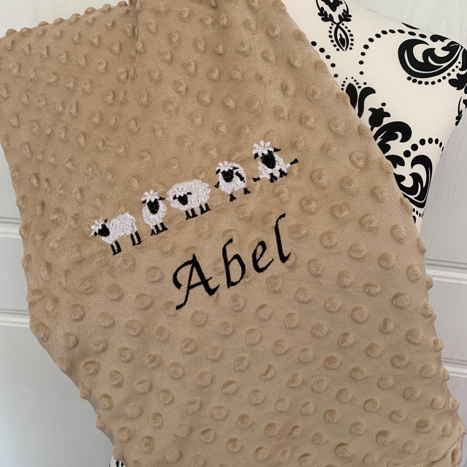 Sheep - Baby Bubble Blanket - Personalised - Camel
