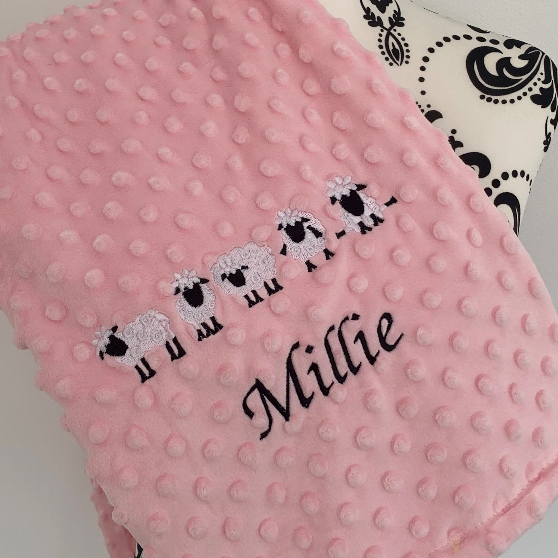 Sheep - Baby Bubble Blanket - Personalised - Pink