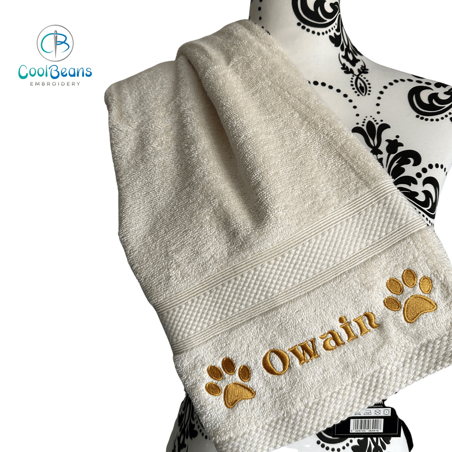 Dog Towels - Paws Side - Personalised - Font B