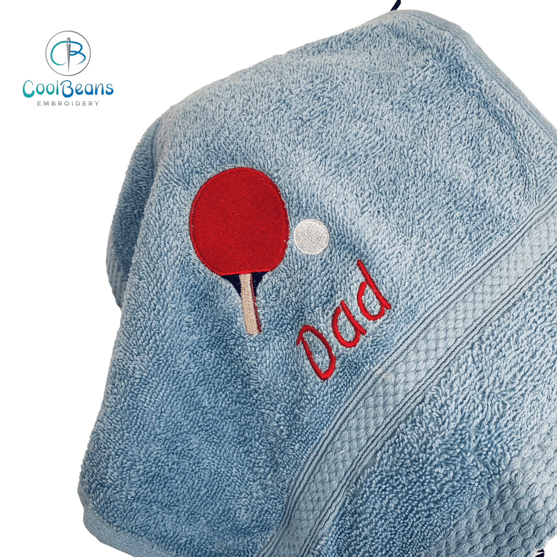 Table Tennis Embroidered Personalised Towel - Cobalt Blue Face Cloth