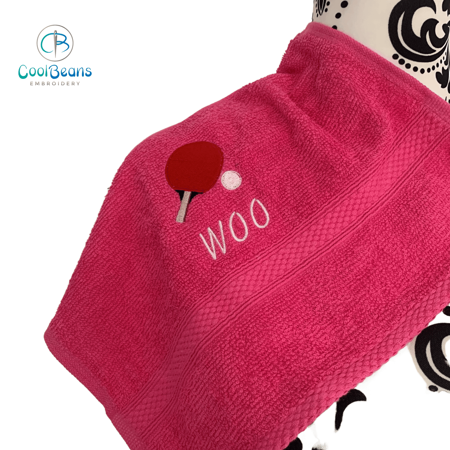 Table Tennis Towels - Personalised - Hot Pink