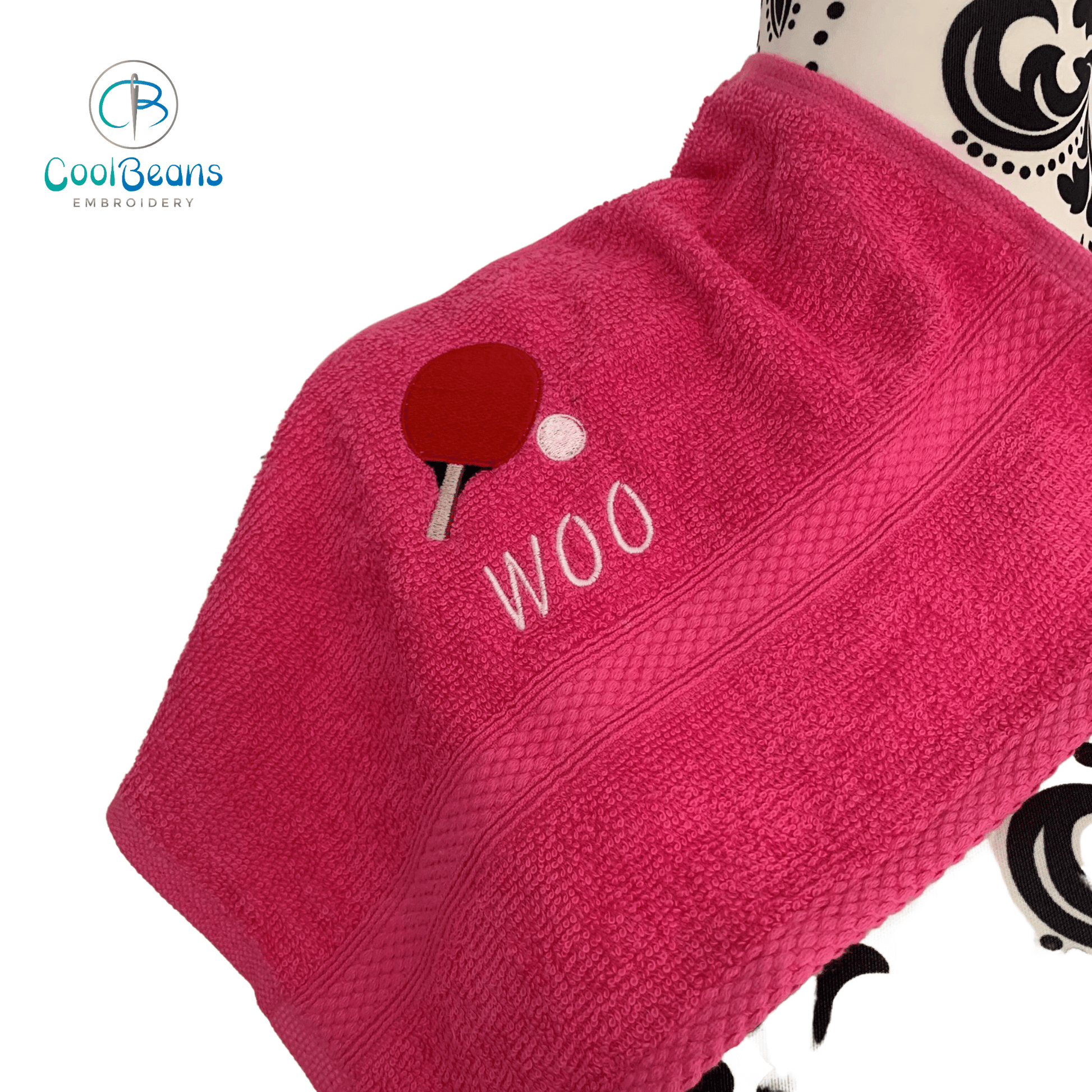 Table Tennis Towels - Personalised - Hot Pink