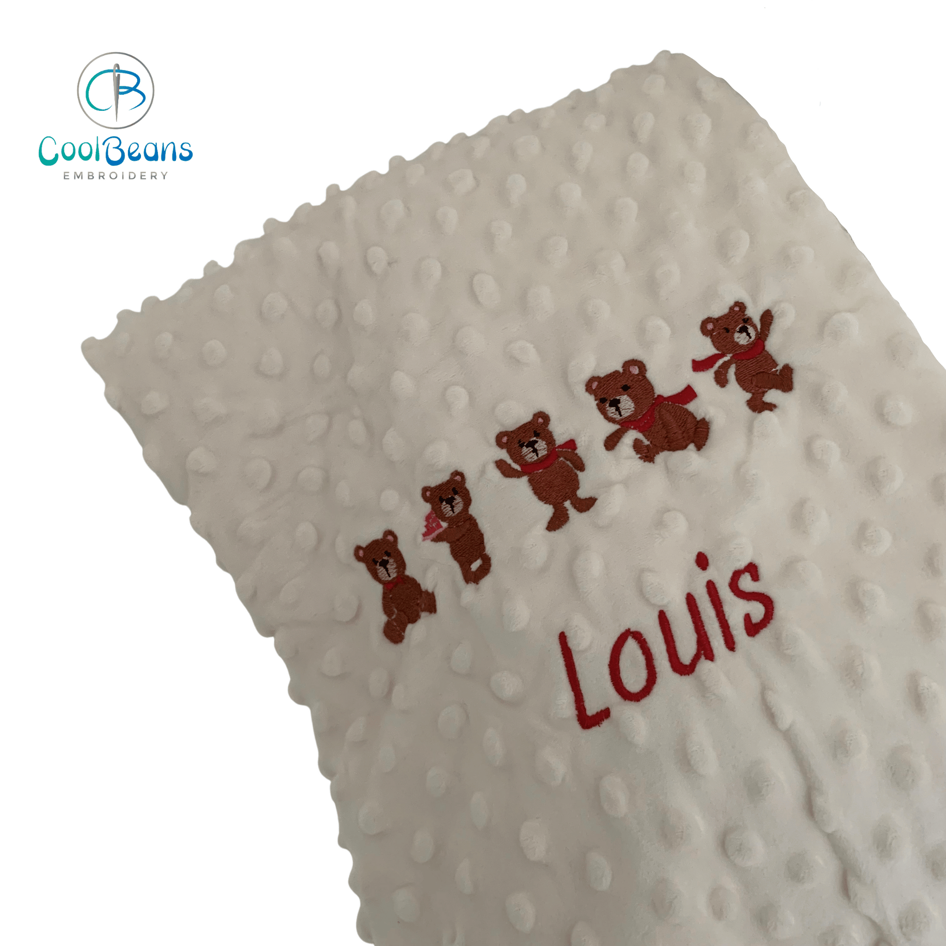 TeddyEmbroideredPersonalisedBabyBubbleBlanket-Cream