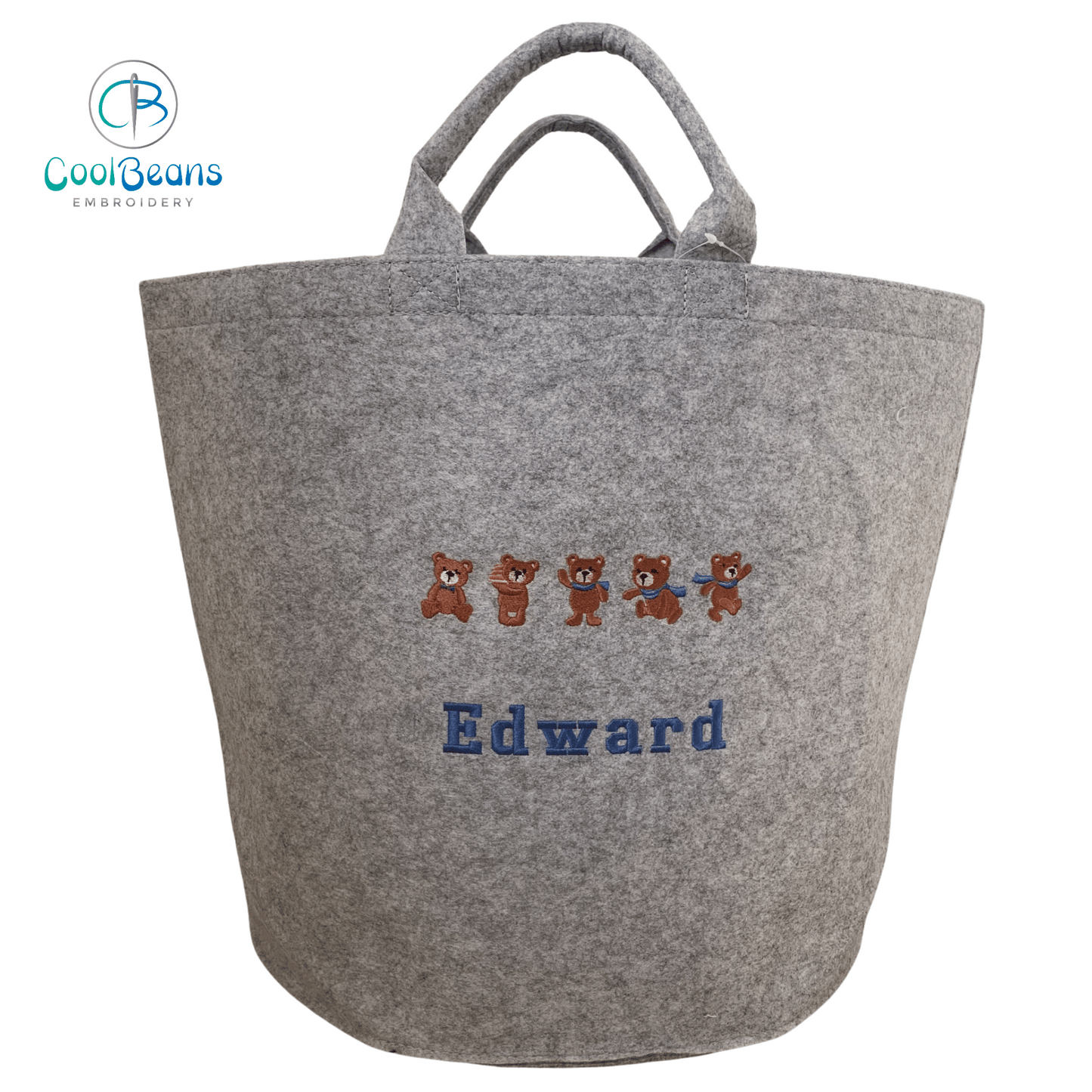 Teddy Bear / Teddies Felt Trug - Toy Storage Tub - Personalised