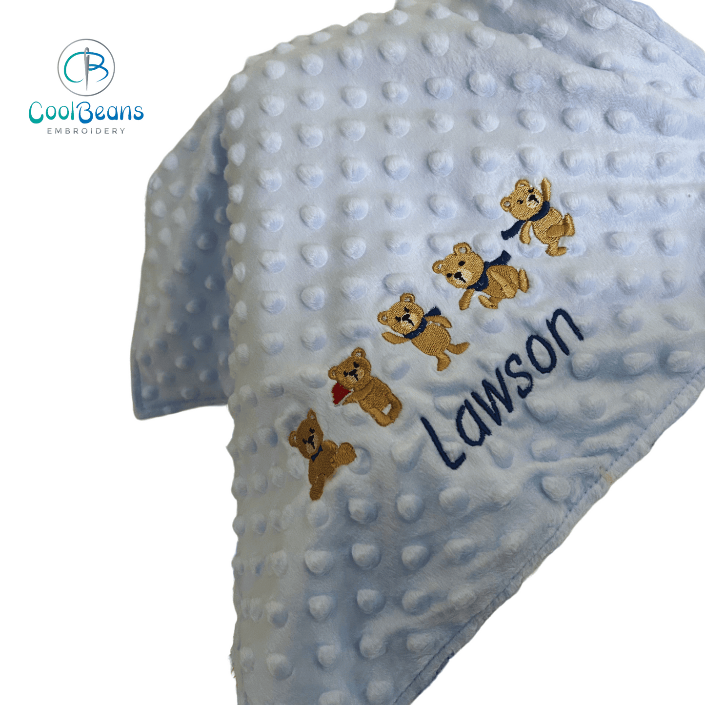 Teddy -  Baby Taggy Bubble Blanket / Satin Comforter - Personalised