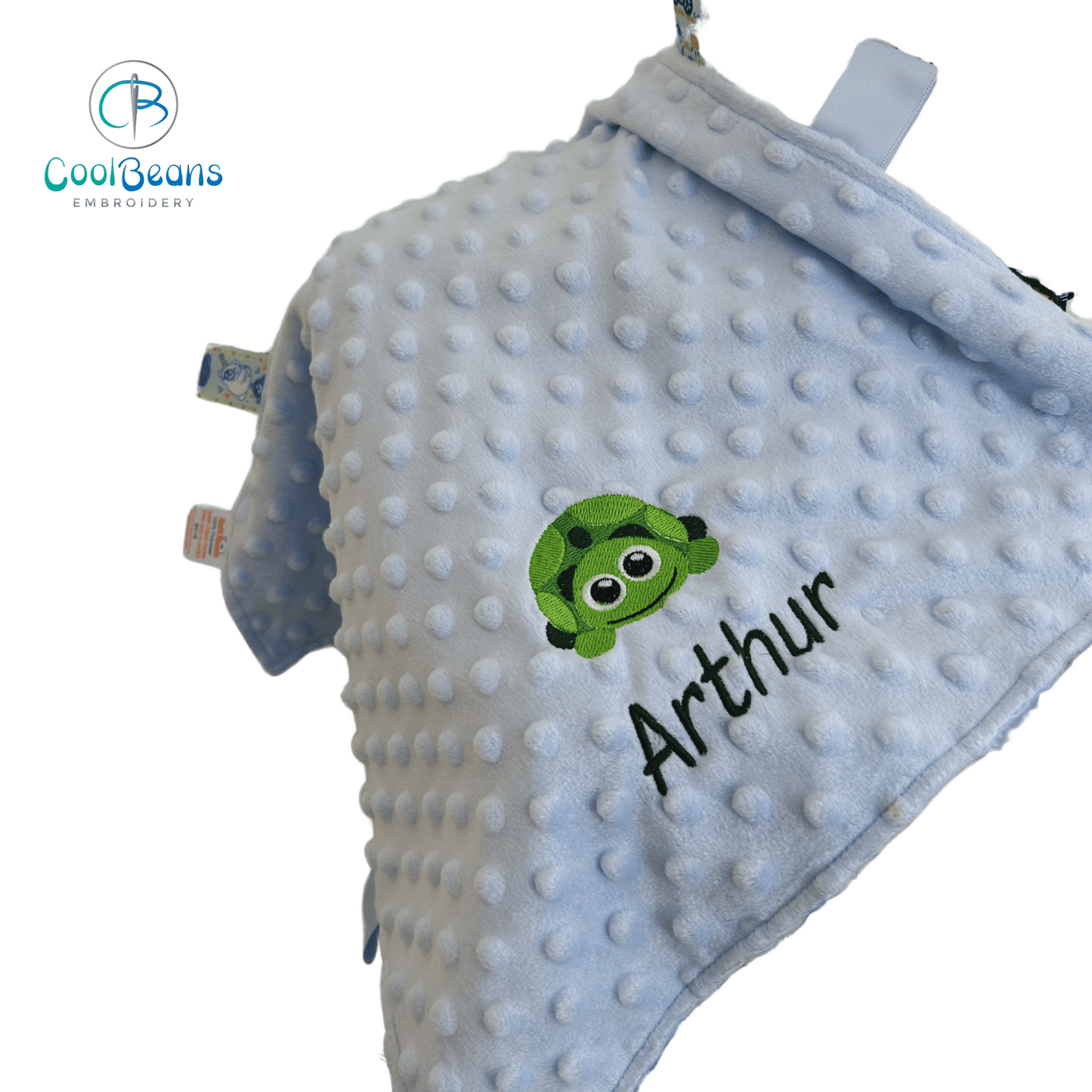 Tortoise -  Baby Taggy Bubble Blanket / Satin Comforter - Personalised