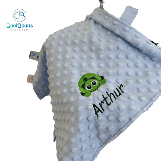Tortoise -  Baby Taggy Bubble Blanket / Satin Comforter - Personalised