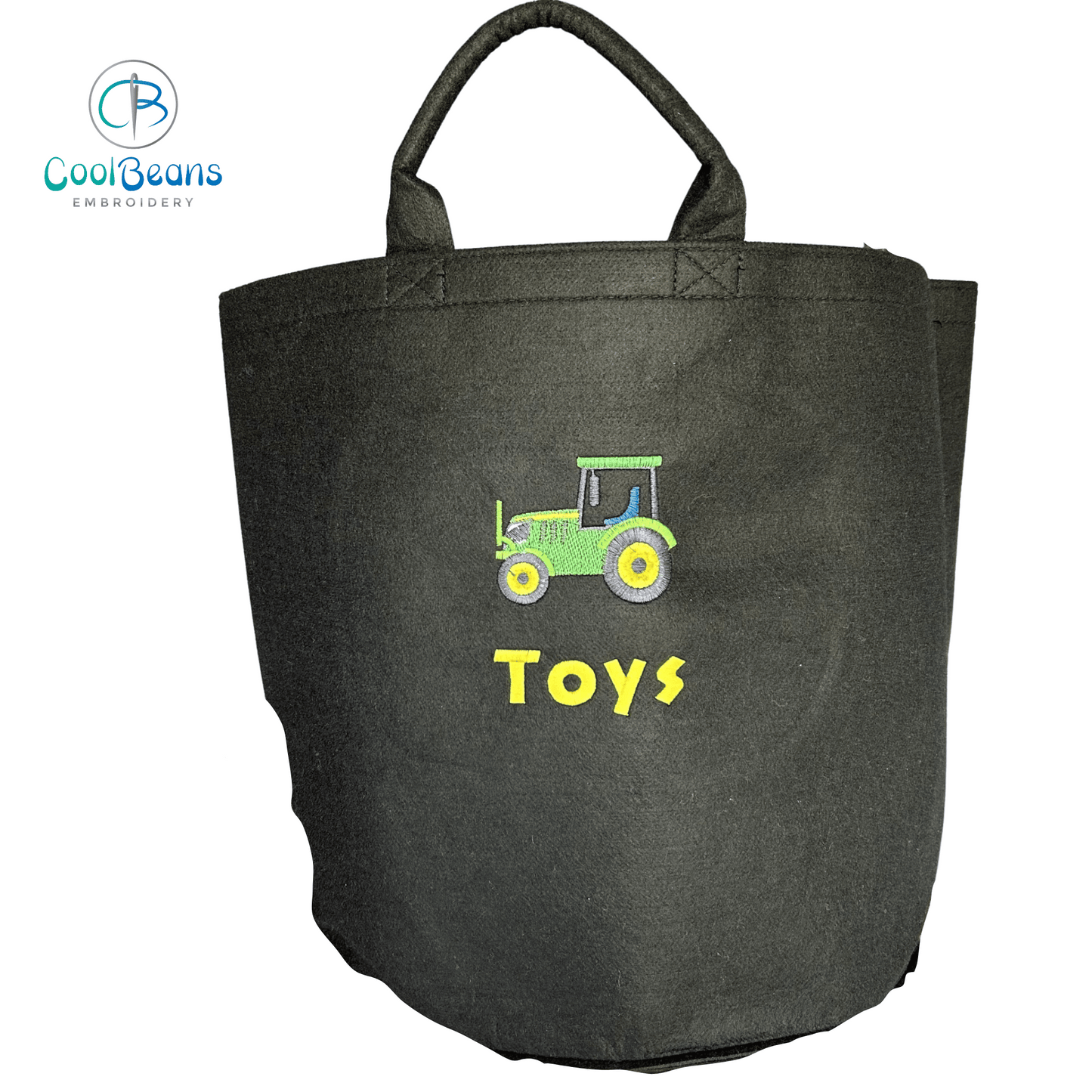 Tractor Felt Trug - Toy Storage Tub - Personalised