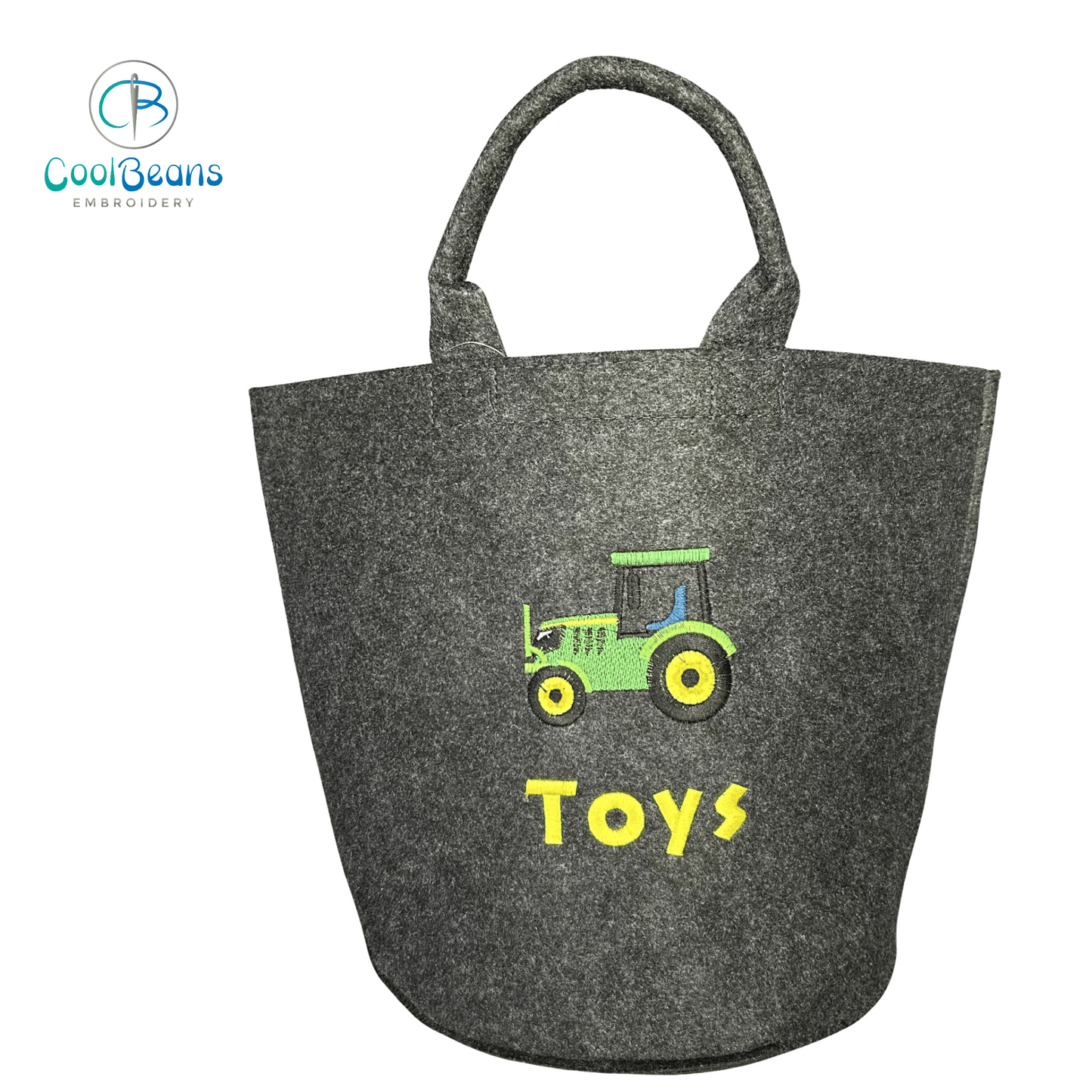 Tractor Felt Trug - Toy Storage Tub - Personalised