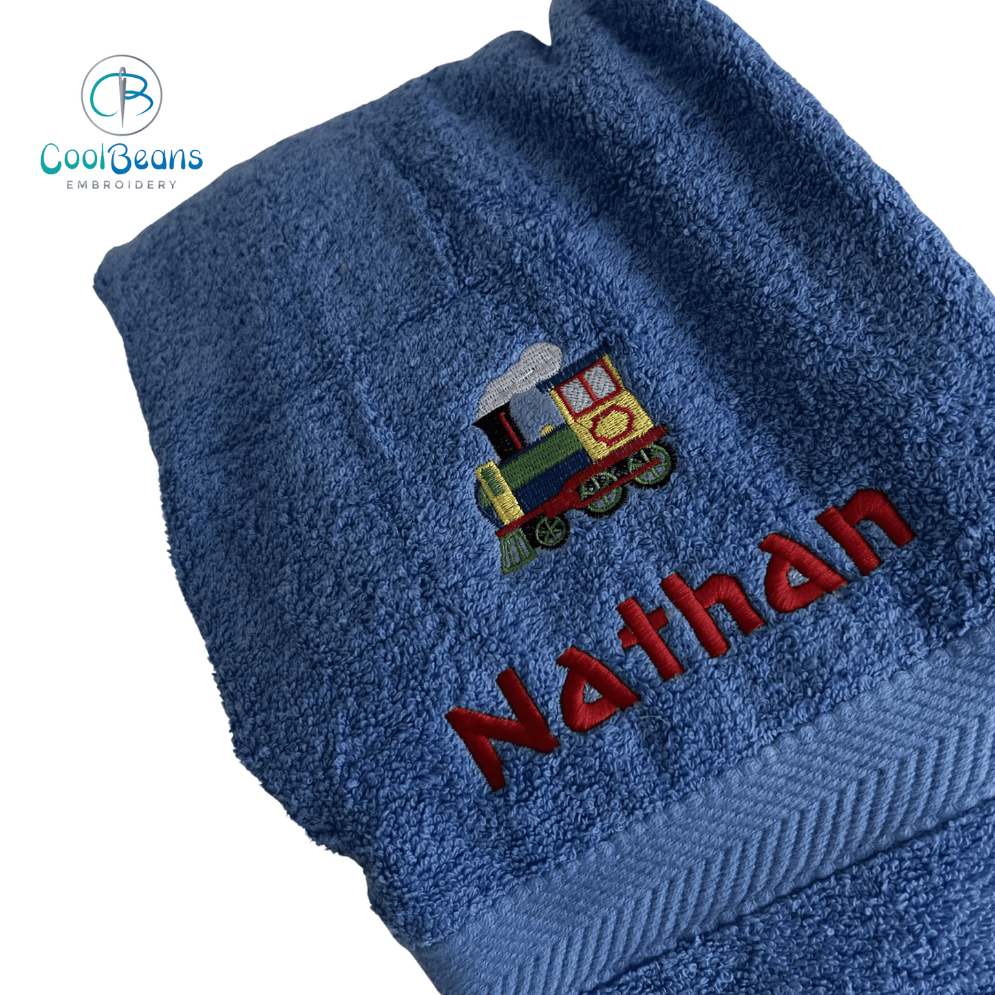 Train Multi Colour Towels - Personalised