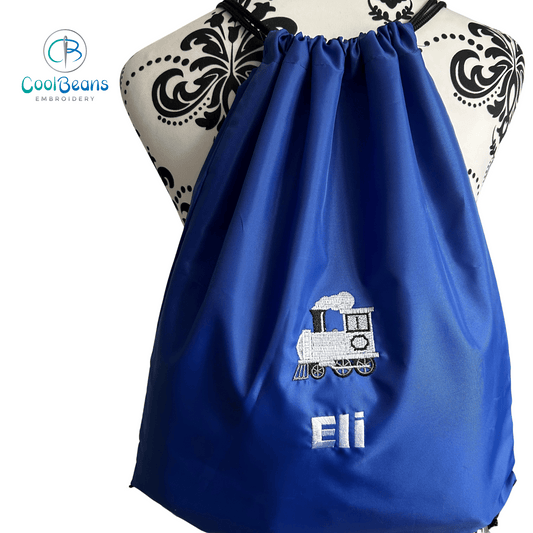 Train Drawstring Gym Bag - Personalised