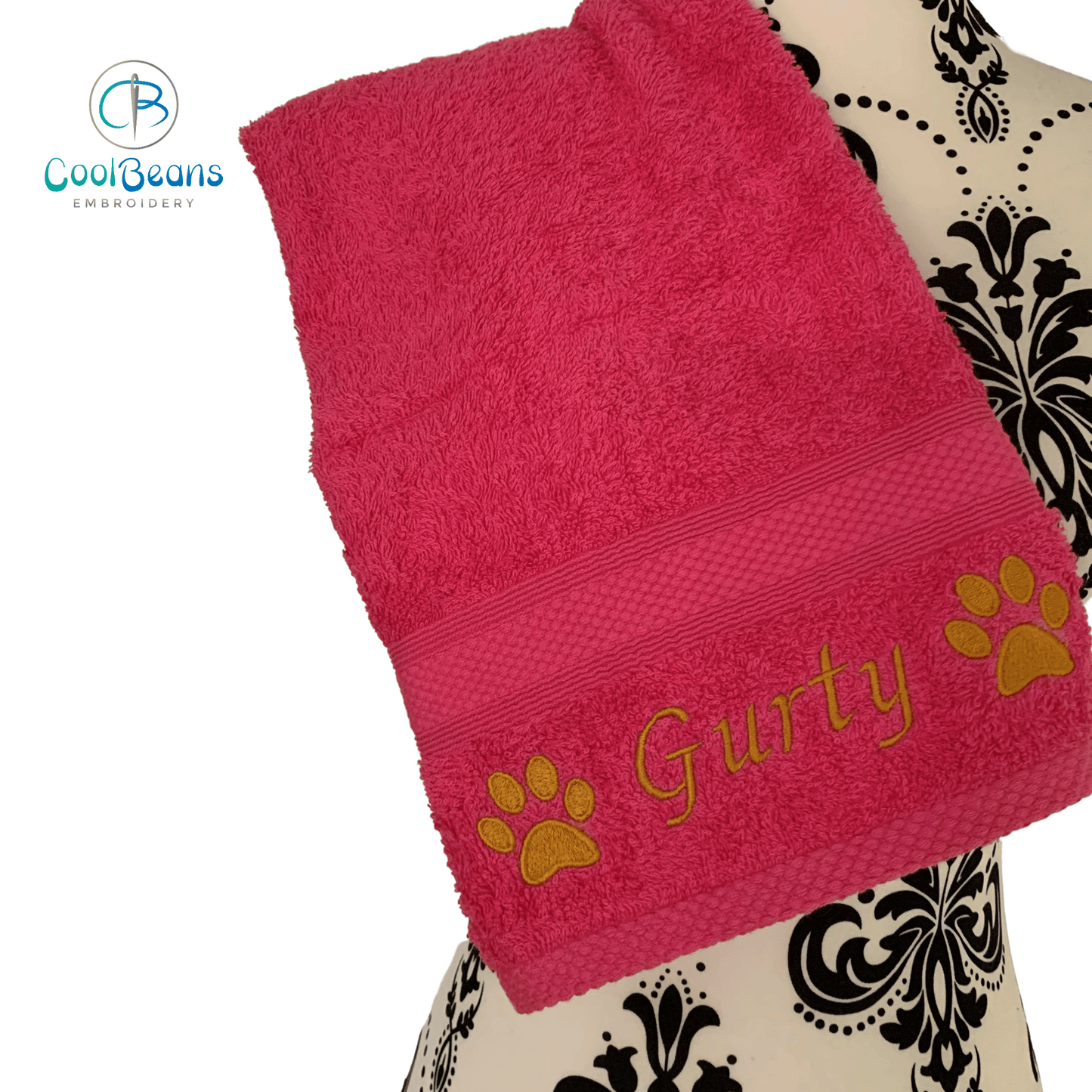 Dog Towels - Paws Side - Personalised - Font D
