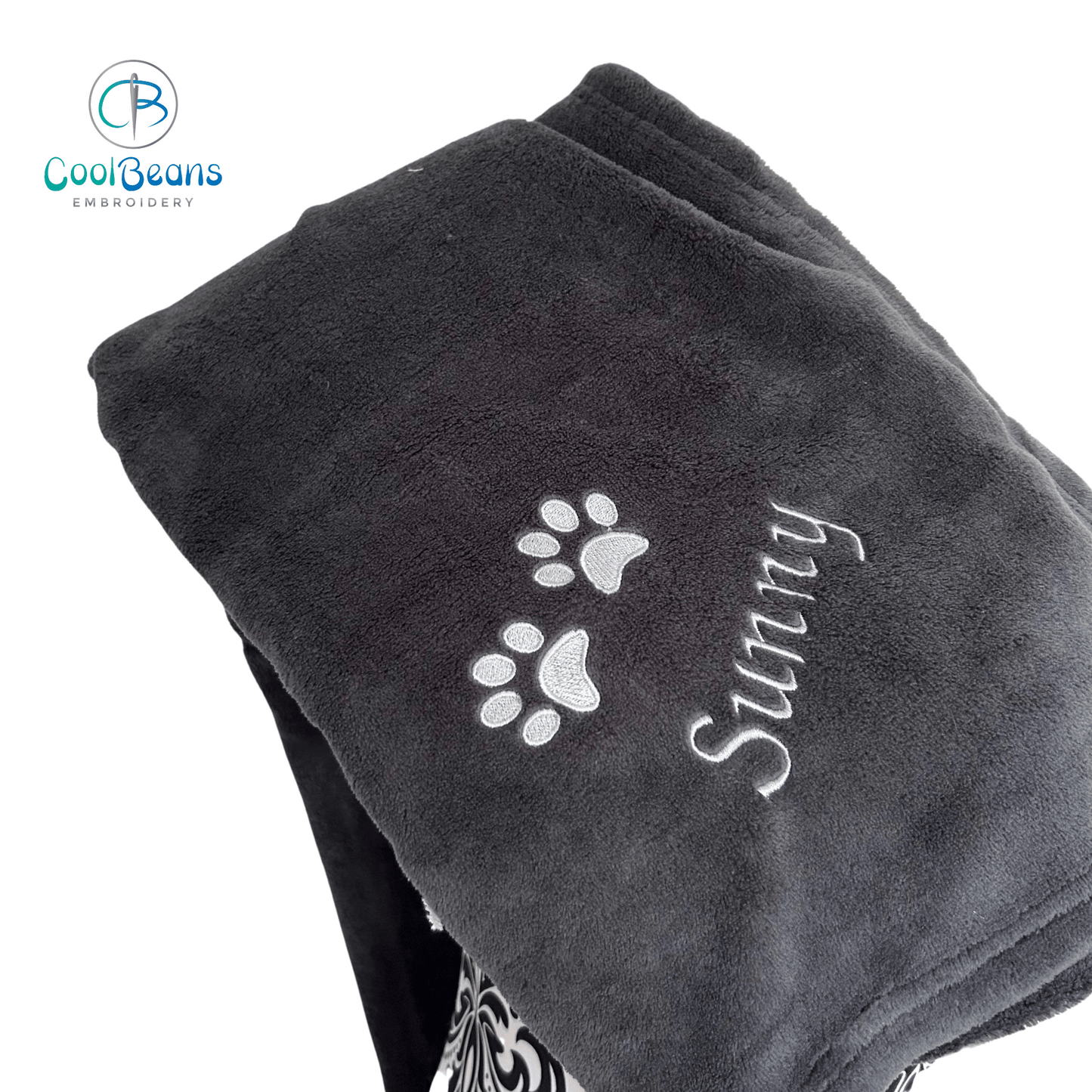 Pet Fleece Blanket - 2 Paw Prints - Personalised in Corner
