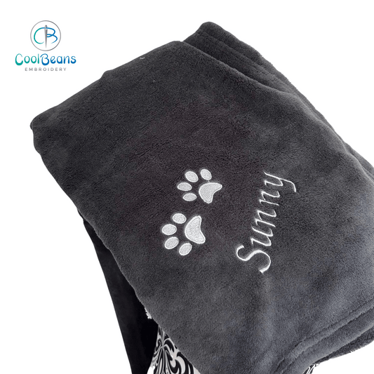 Pet Fleece Blanket - 2 Paw Prints - Personalised in Corner