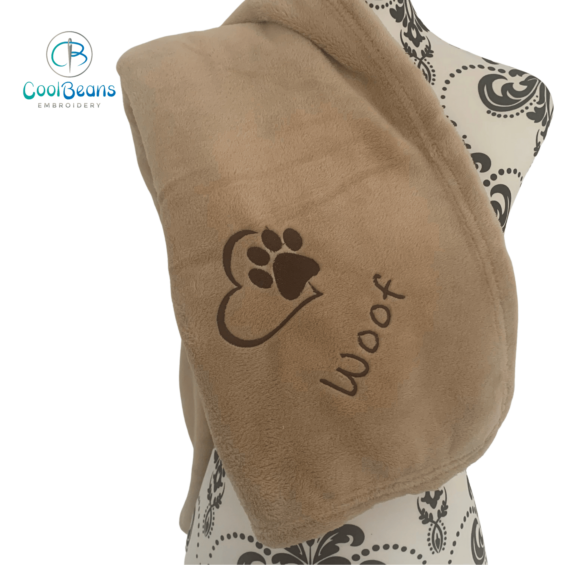 Pet Fleece Blanket - Heart & Paw - Personalised in Corner - Cool Beans Embroidery & Personalisation