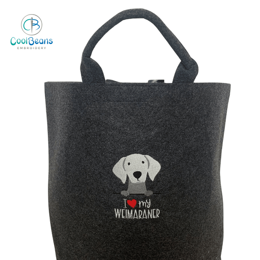 Weimaraner Toy/Blanket Storage - Pet Felt Trug - Pet Storage Tub - Personalised