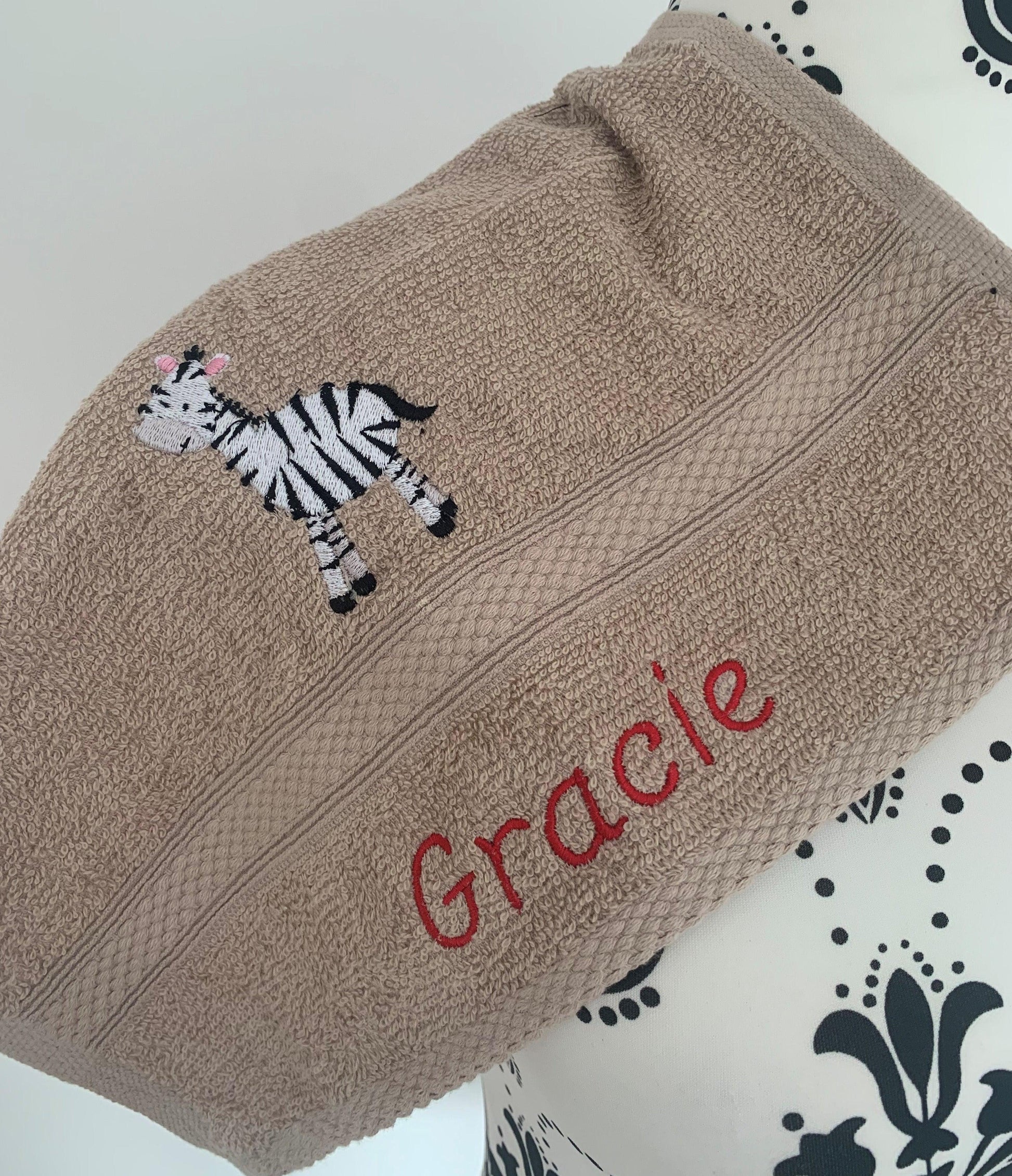 Zebra Towels - Personalised - Cool Beans Embroidery & Personalisation