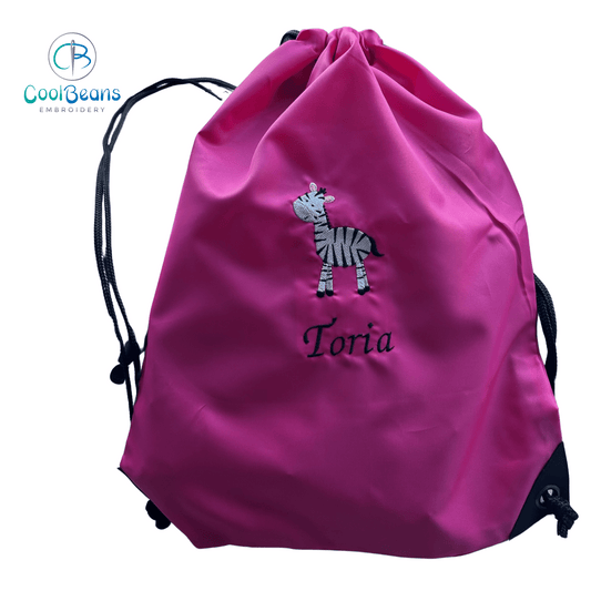 Zebra Drawstring Gym Bags - Personalised